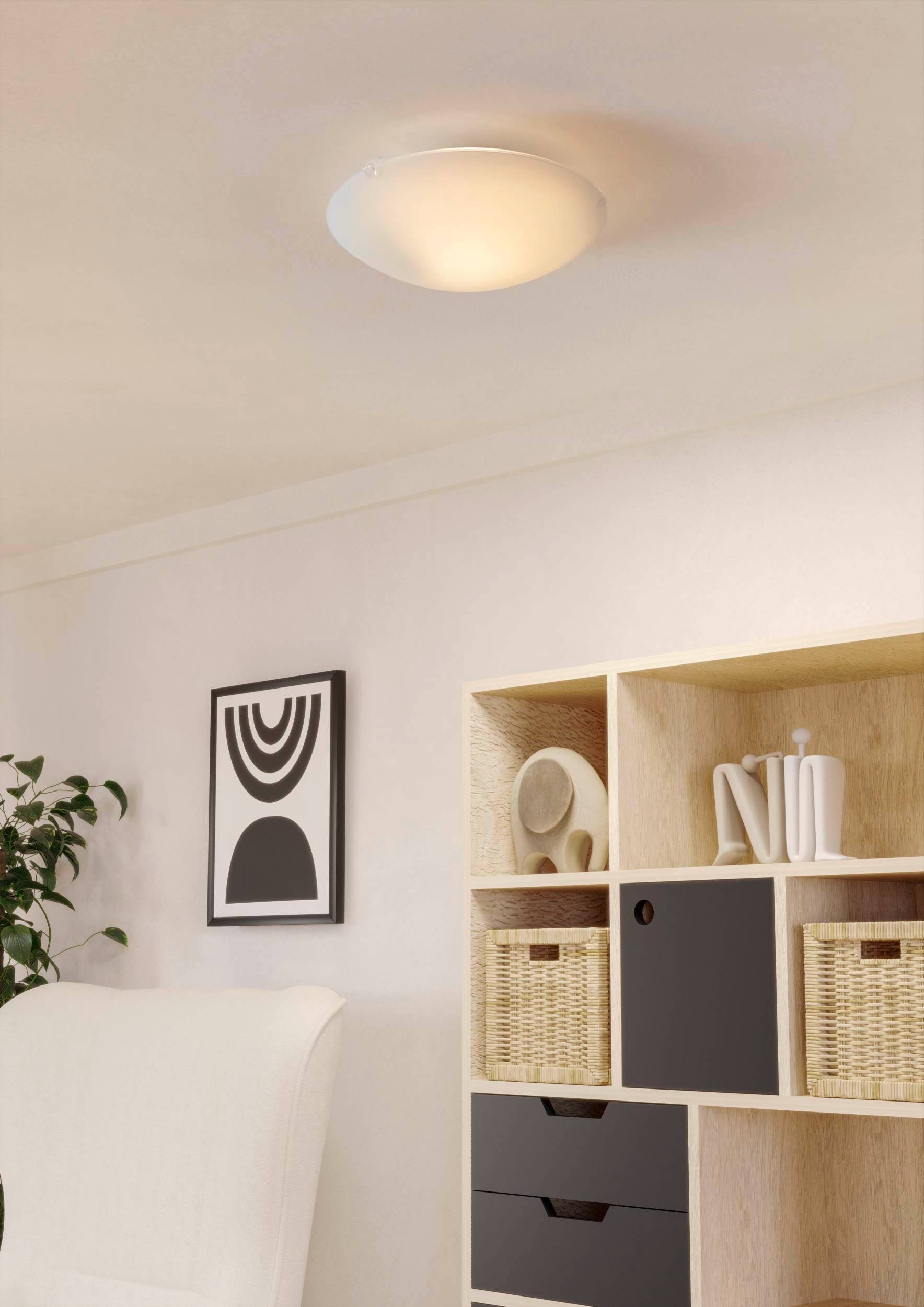 EGLO LED Deckenleuchte »MARS runde Wandlampe für innen, aus Stahl und Glas«, 1 flammig, Leuchtmittel E27 | ohne Leuchtmittel, Wandleuchte innen, Deckenleuchte Glas und Stahl, Lampe, E27 Fassung