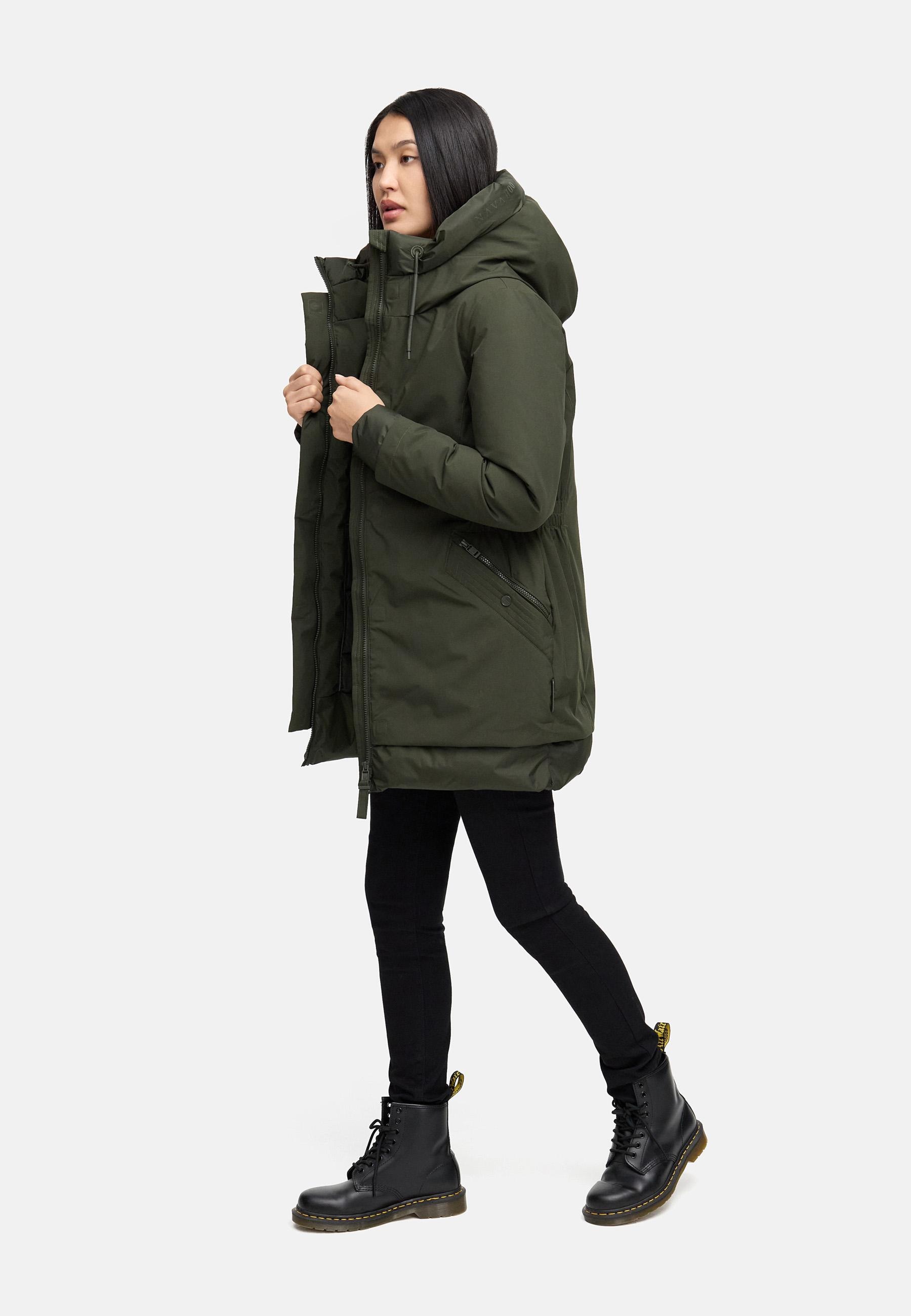 Navahoo Wintermantel »Winterprinzessin 14«, Warmer Mantel mit magnetischer Abdeckleiste
