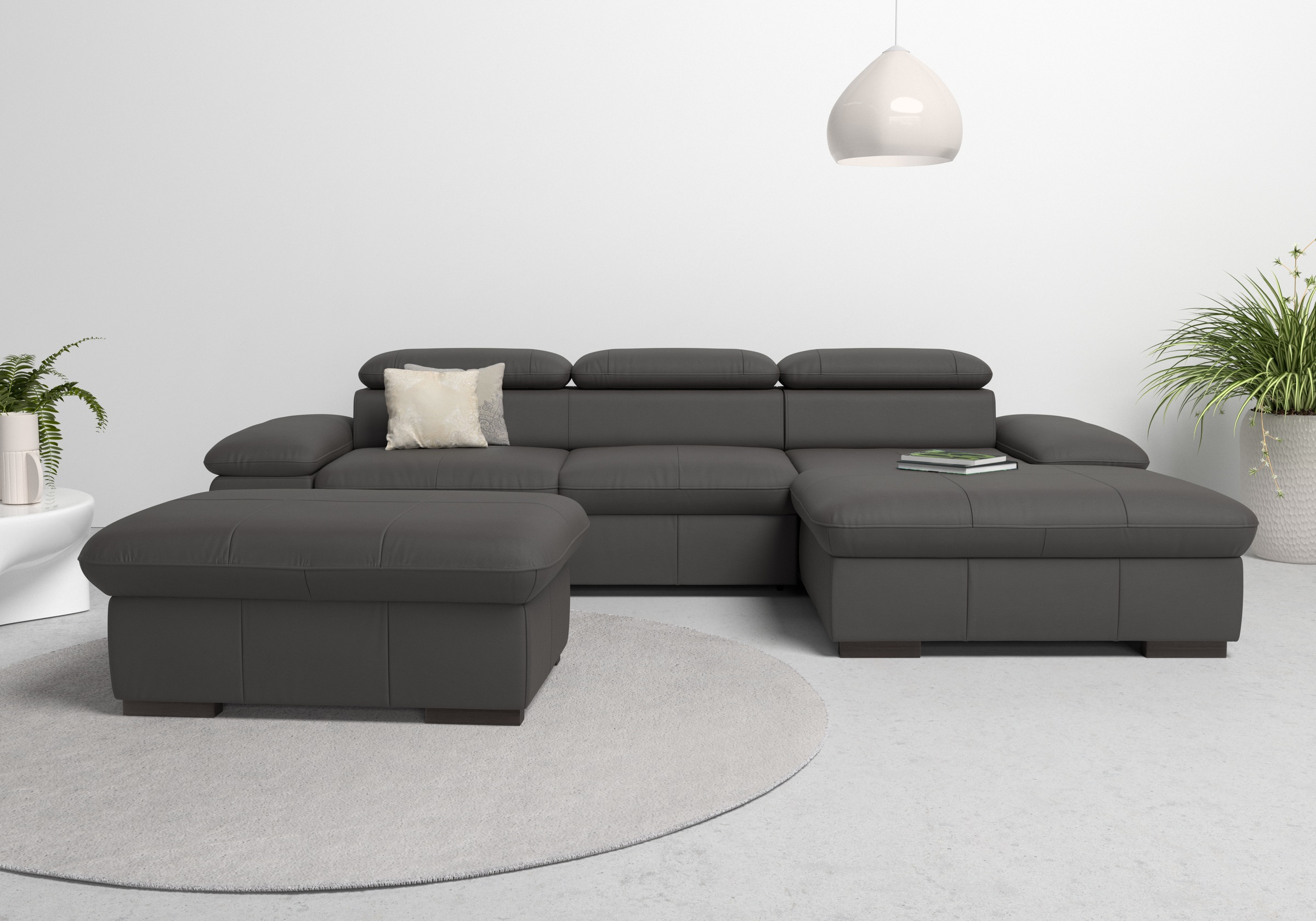 Ecksofa HOME AFFAIRE "Alberto L-Form", braun (mokka), B:286cm H:73cm T:174cm, Luxus-Microfaser Lederoptik (100% Polyester);Luxus-Microfaser ALTARA NUBUCK (100% Polyester);Luxus-Microfaser weich (90% Polyester, 10% Polyamid);Microfaser Antiklederoptik, Sof 10