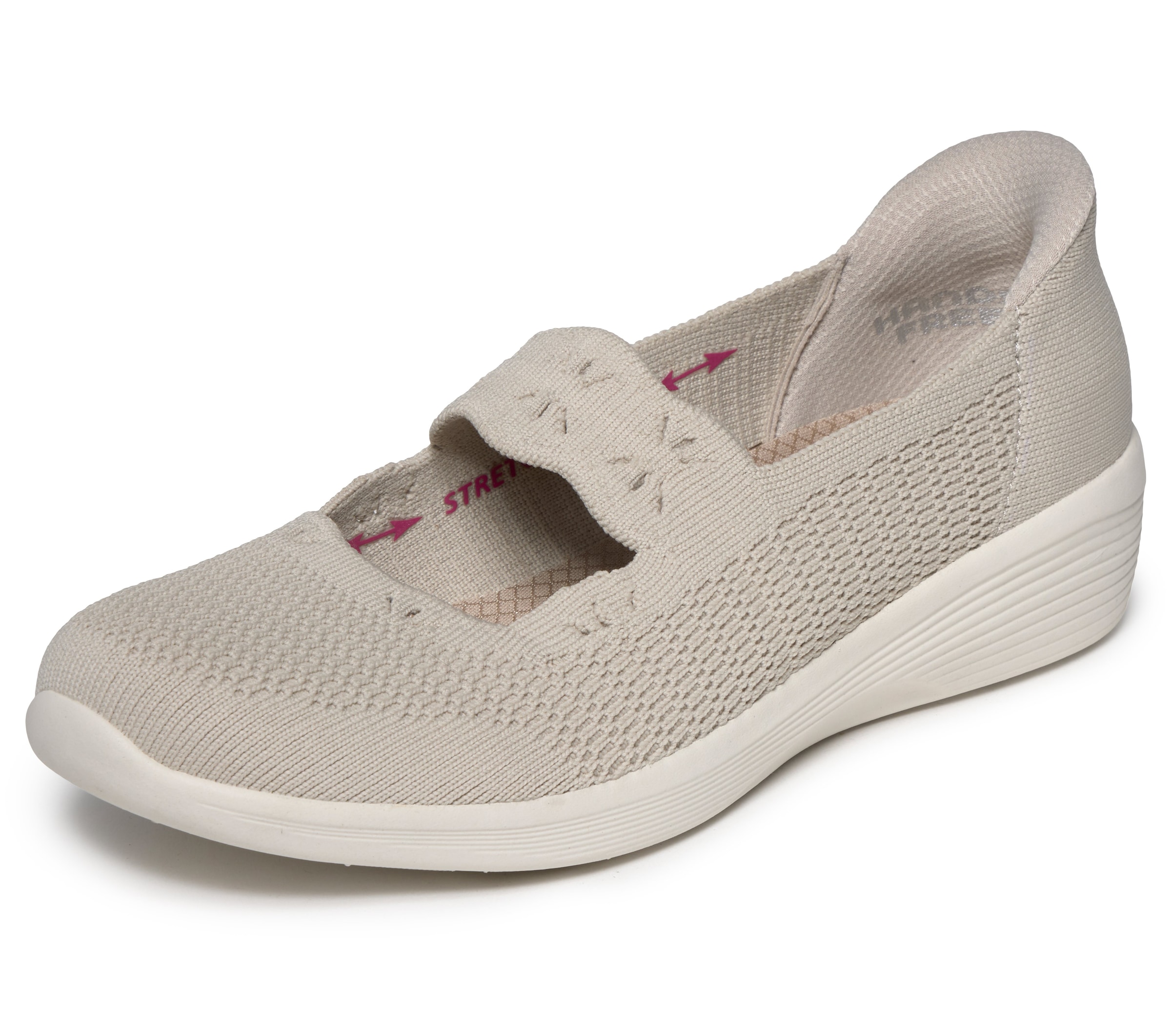 Ballerina SKECHERS "ARYA", Damen, Gr. 42, natur, Textil, Schuhe Ballerina, Freizeitschuh, Schlupfschuh mit Handsfree Slip-Ins Funktion