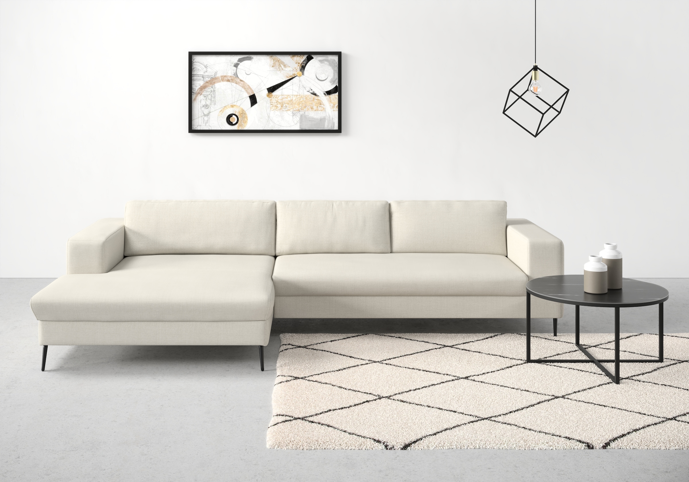 DOMO collection Ecksofa »Modica, zeitlos und elegant, L-Form«, moderne Optik mit extrabreiter Recamiere, auch in Cord