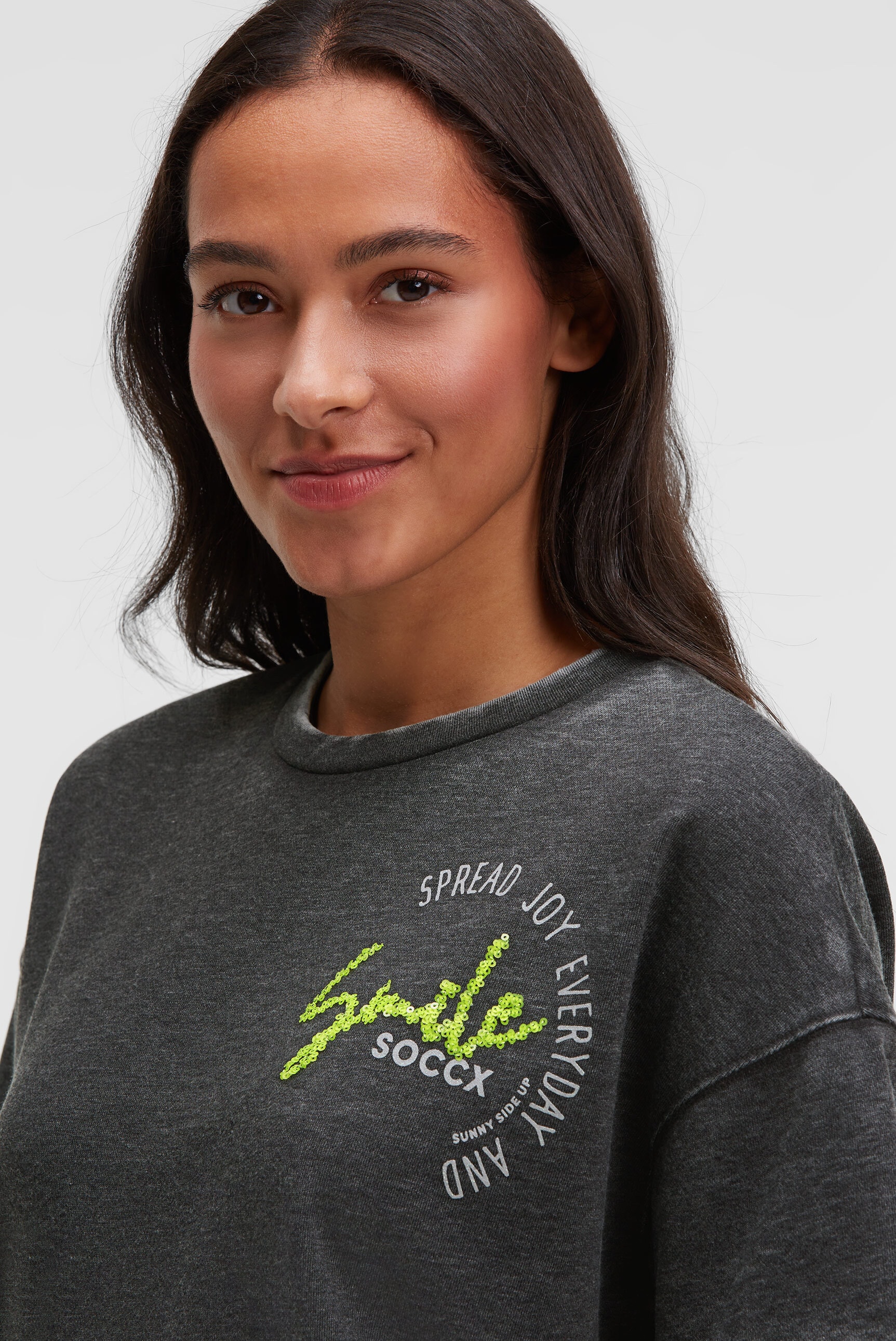 SOCCX Sweater , mit Ausbrenner-Effekten
