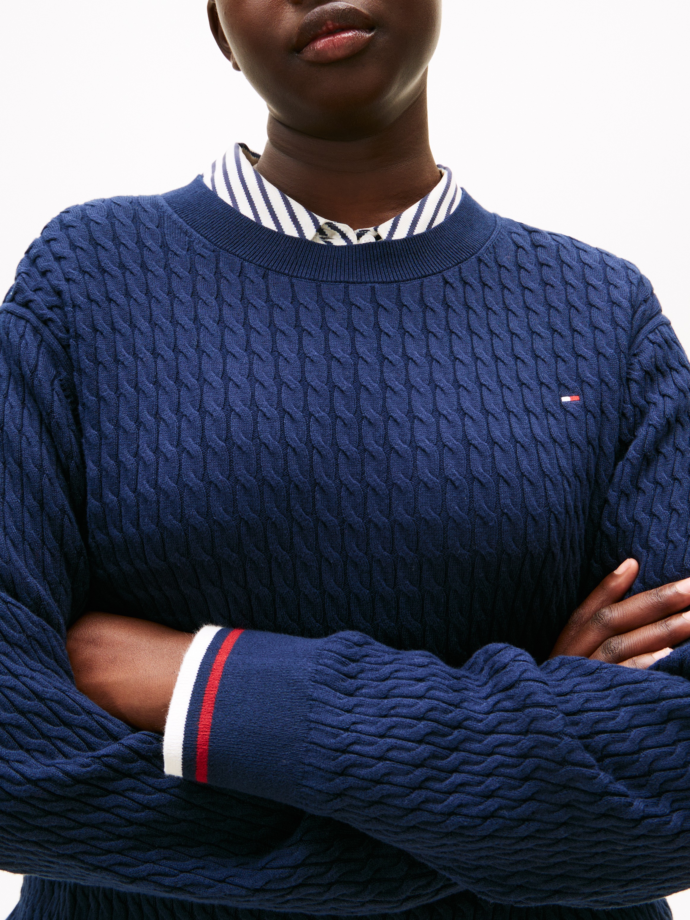 Tommy Hilfiger Curve Strickpullover "CRV CO CABLE FINE GG C-NK LS SWT", in günstig online kaufen