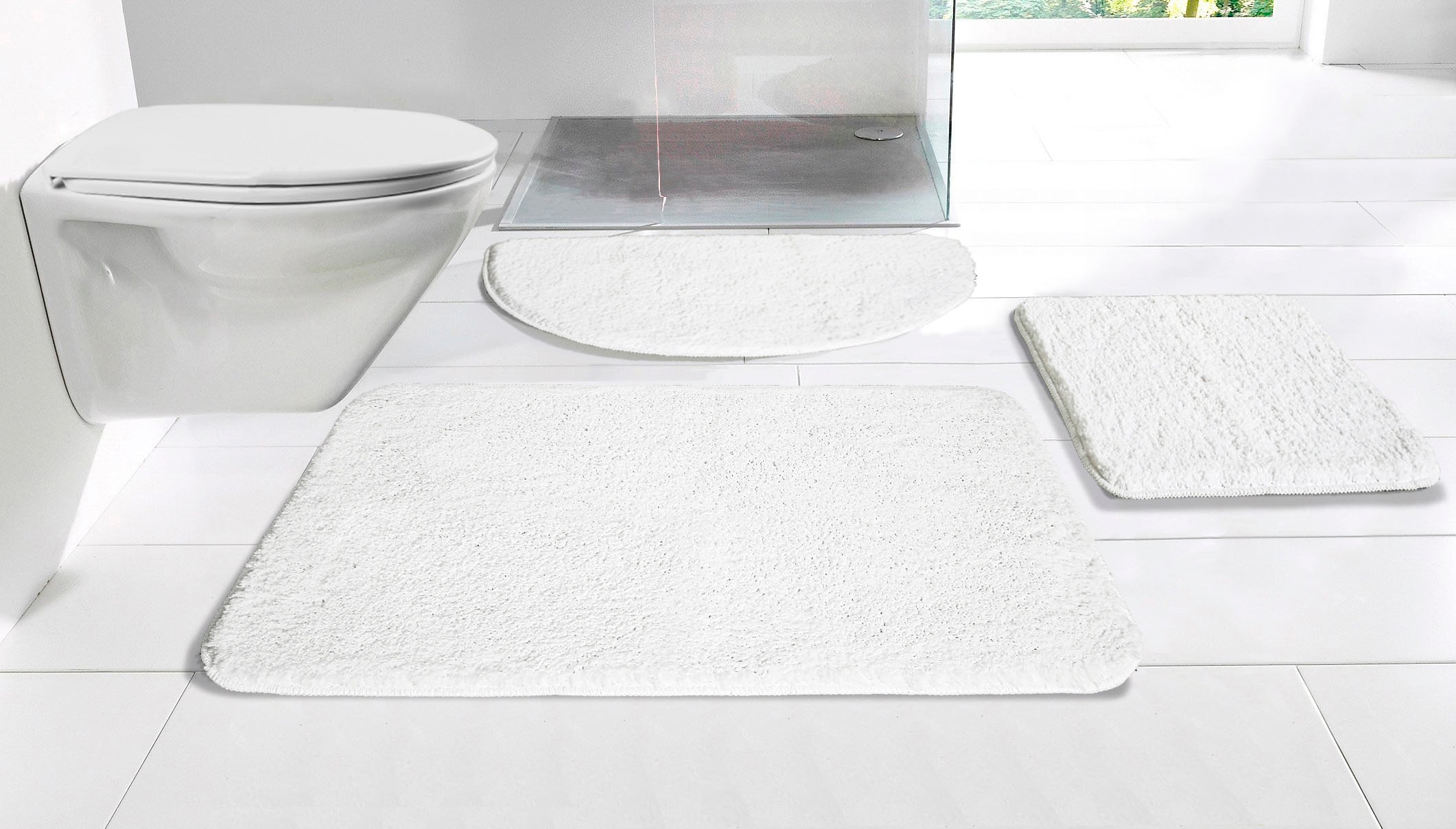 my home Badematte »Inga, Badezimmer Teppich, Badvorleger«, rutschhemmend beschichtet, schnell trocknend-strapazierfähig-fußbodenheizungsgeeignet, Badteppich, unifarben, weich, als halbrund und rechteckig erhältlich
