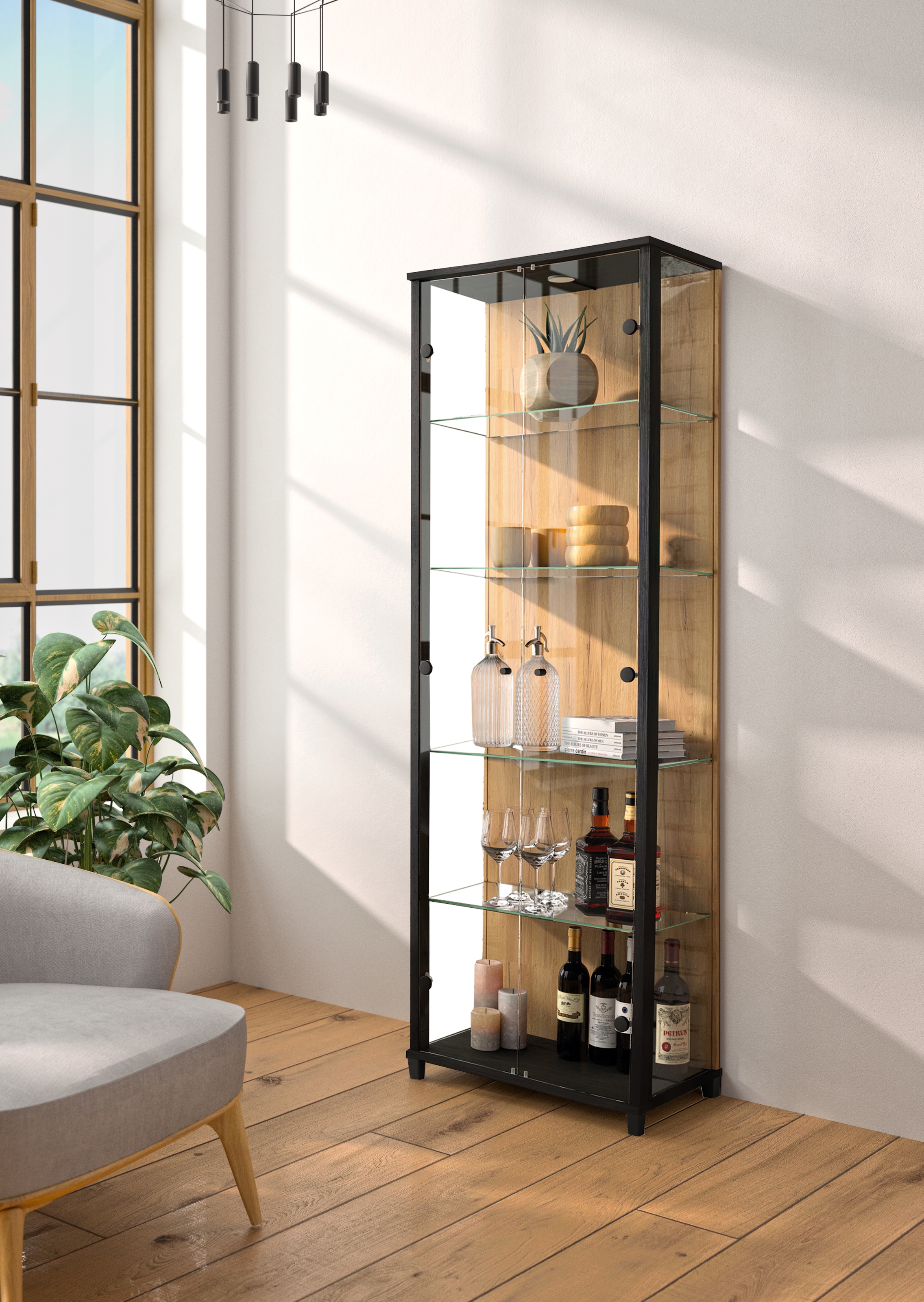 fif möbel Vitrine »OPTIMA«, Standvitrine, Vitrinenschrank, Glasvitrine, Sammlervitrine, LED