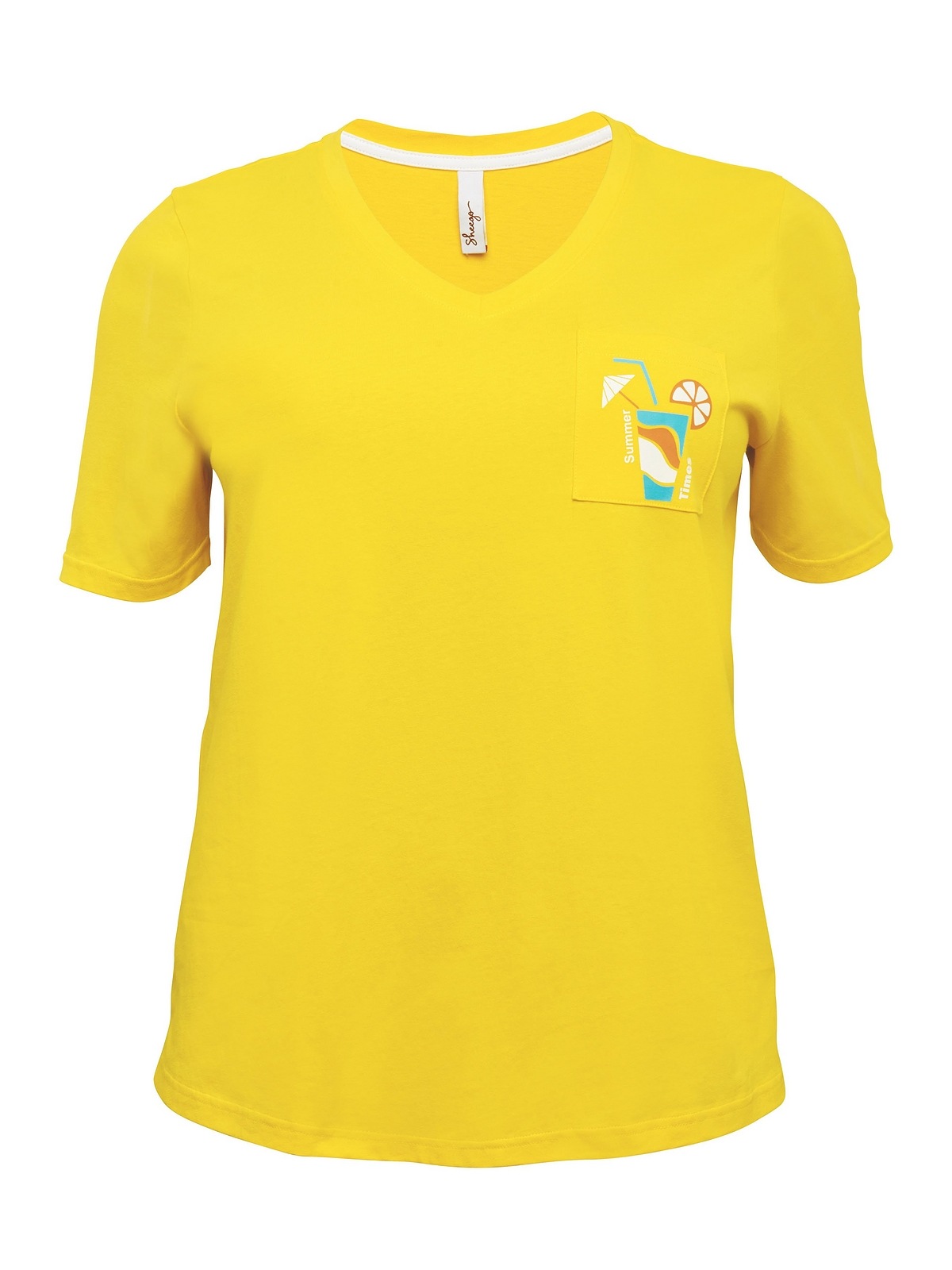 Sheego T-Shirt »T-Shirt«, mit V-Ausschnitt und kleinem Druck