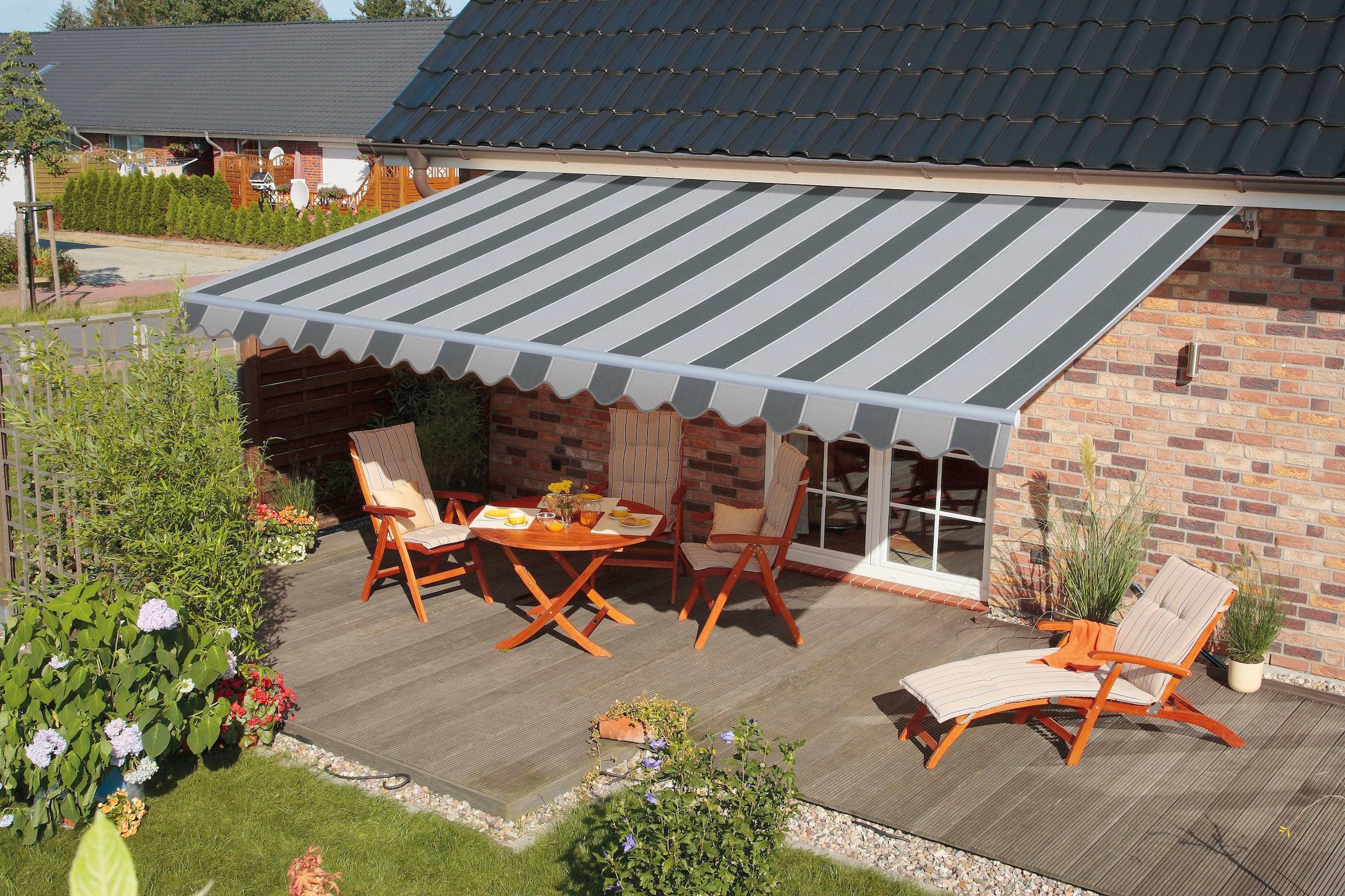 Spettmann Gelenkarmmarkise »STAR FIX«, 250 cm Breite, 200 cm Ausfall, Volant gewellt