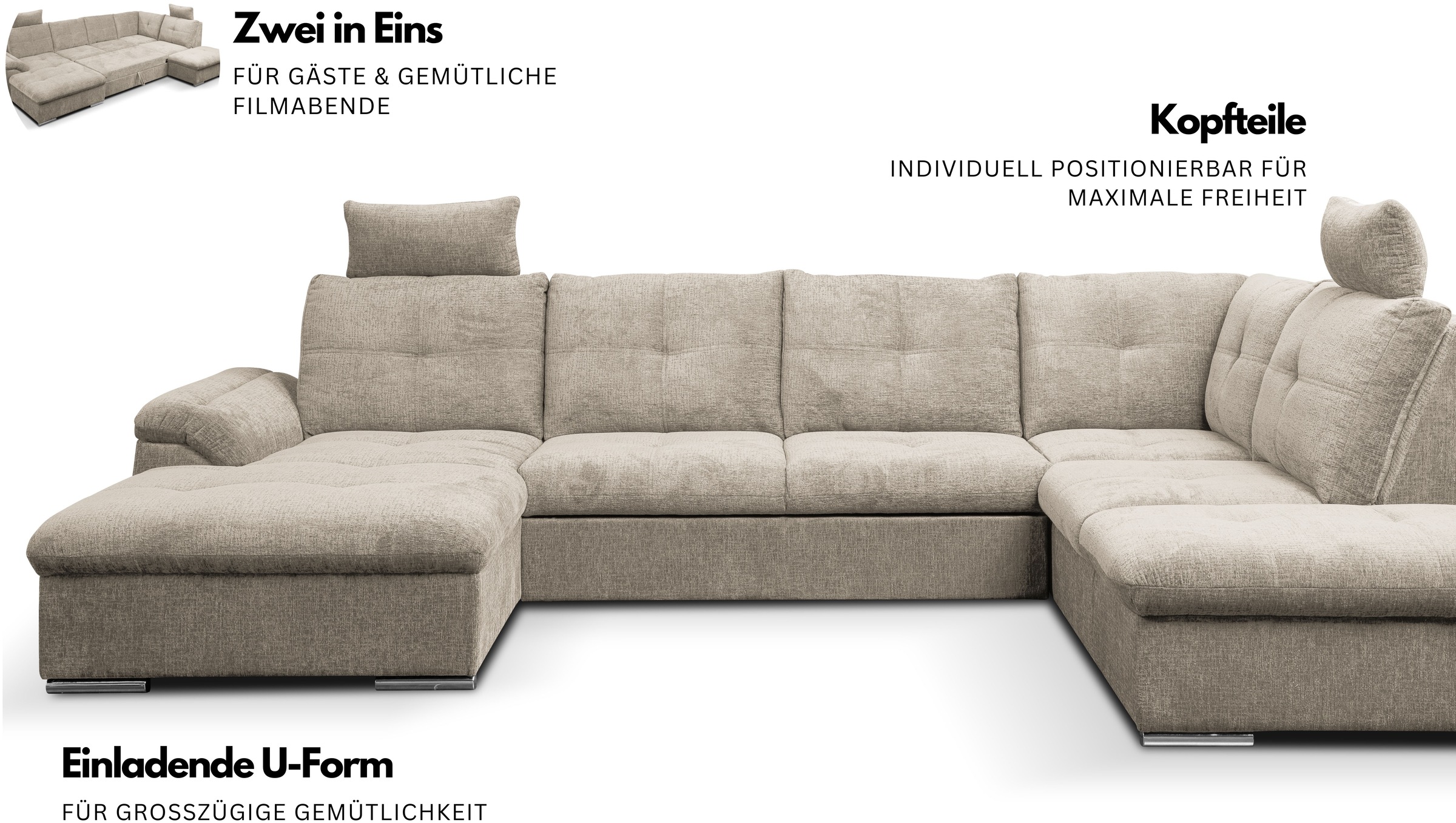 Thumbnail - WERK2 Wohnlandschaft "Arena" mit Schlaffunktion und Bettkasten