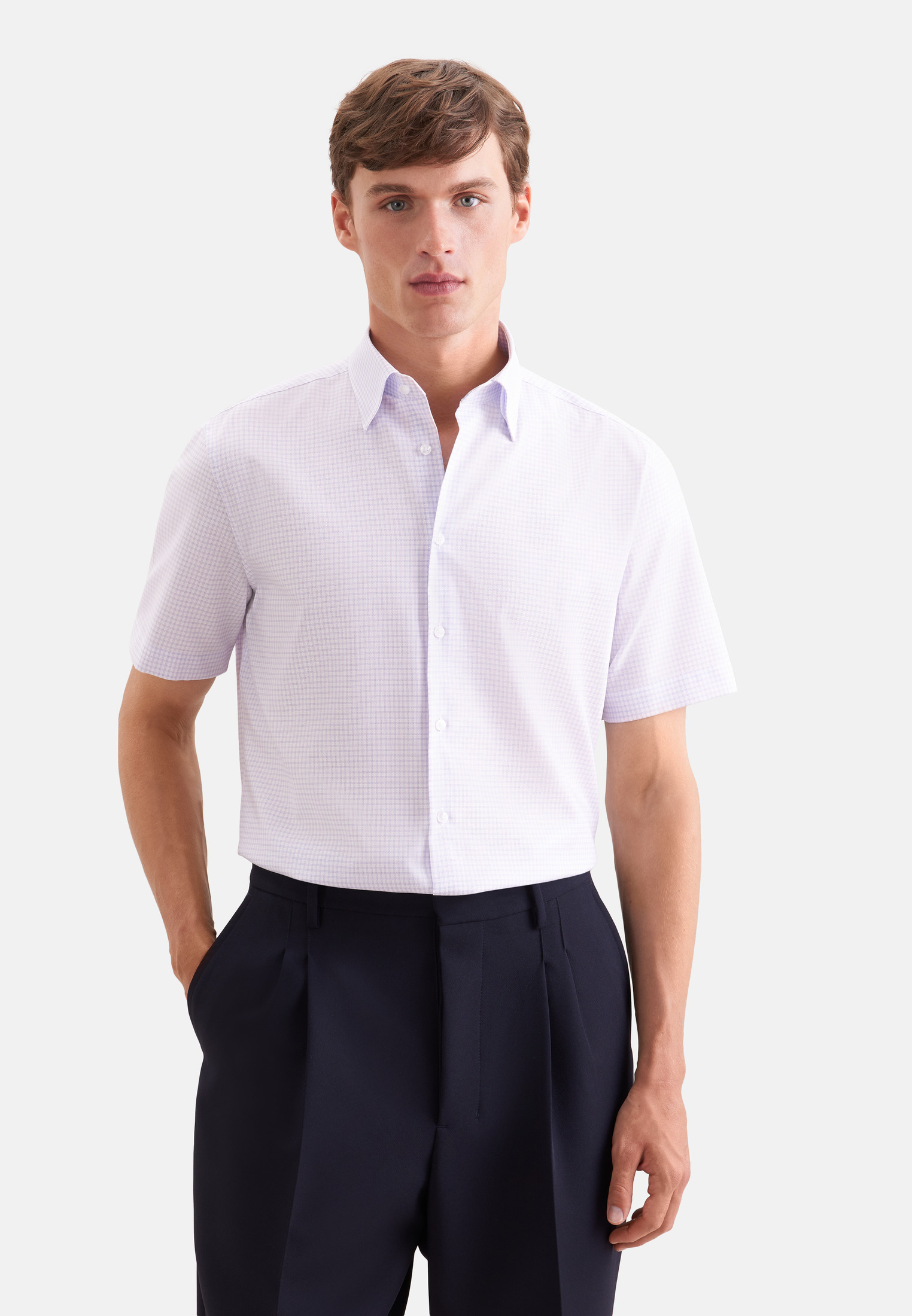 seidensticker "Schwarze Rose" Shaped 1/2 Covered-Button-Down-Kragen Karo