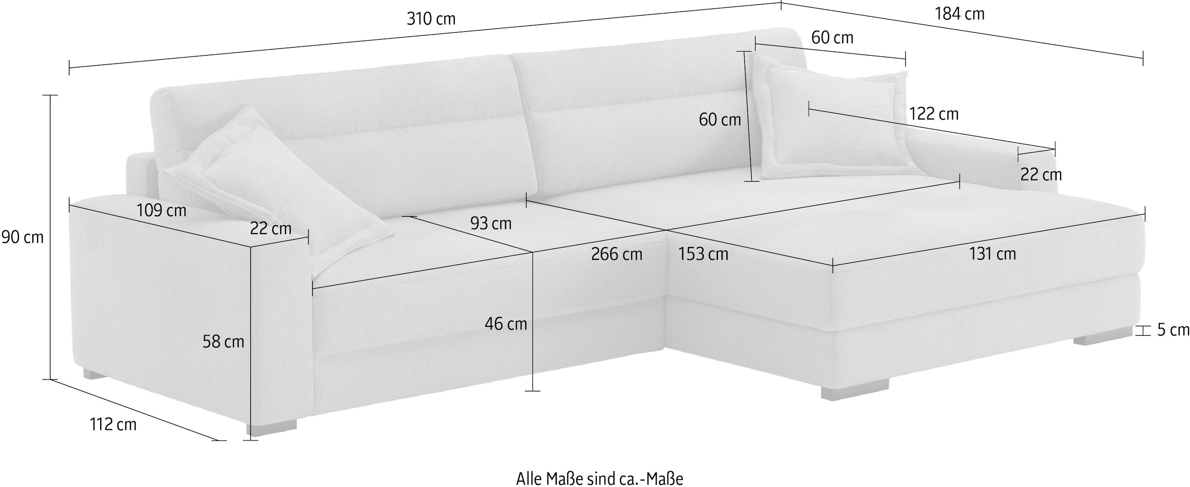 Mr. Couch Ecksofa »Marcello L-Form«, inklusive EasyBett und Bettkasten