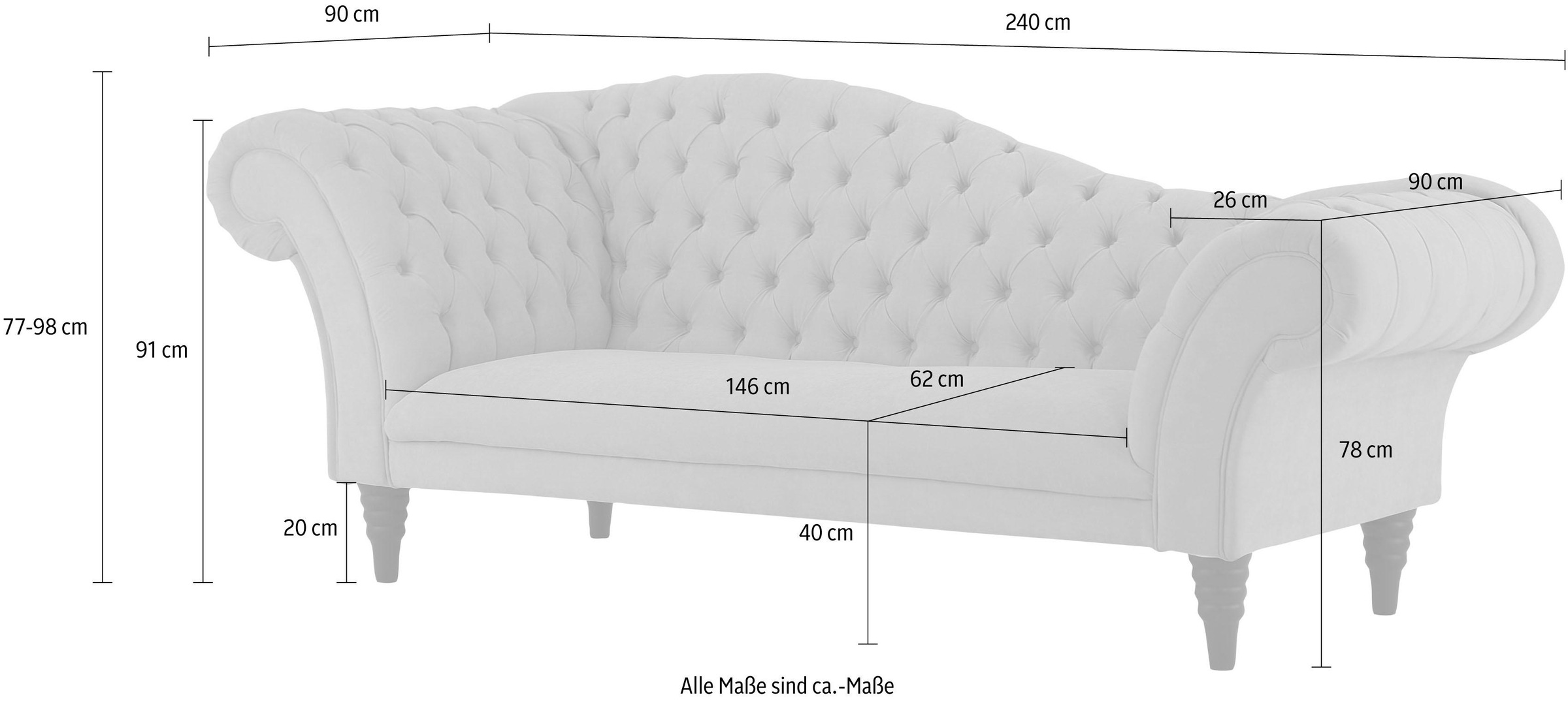 Home affaire 3-Sitzer »Chester«, mit Knopfheftung in Recamieren-Optik