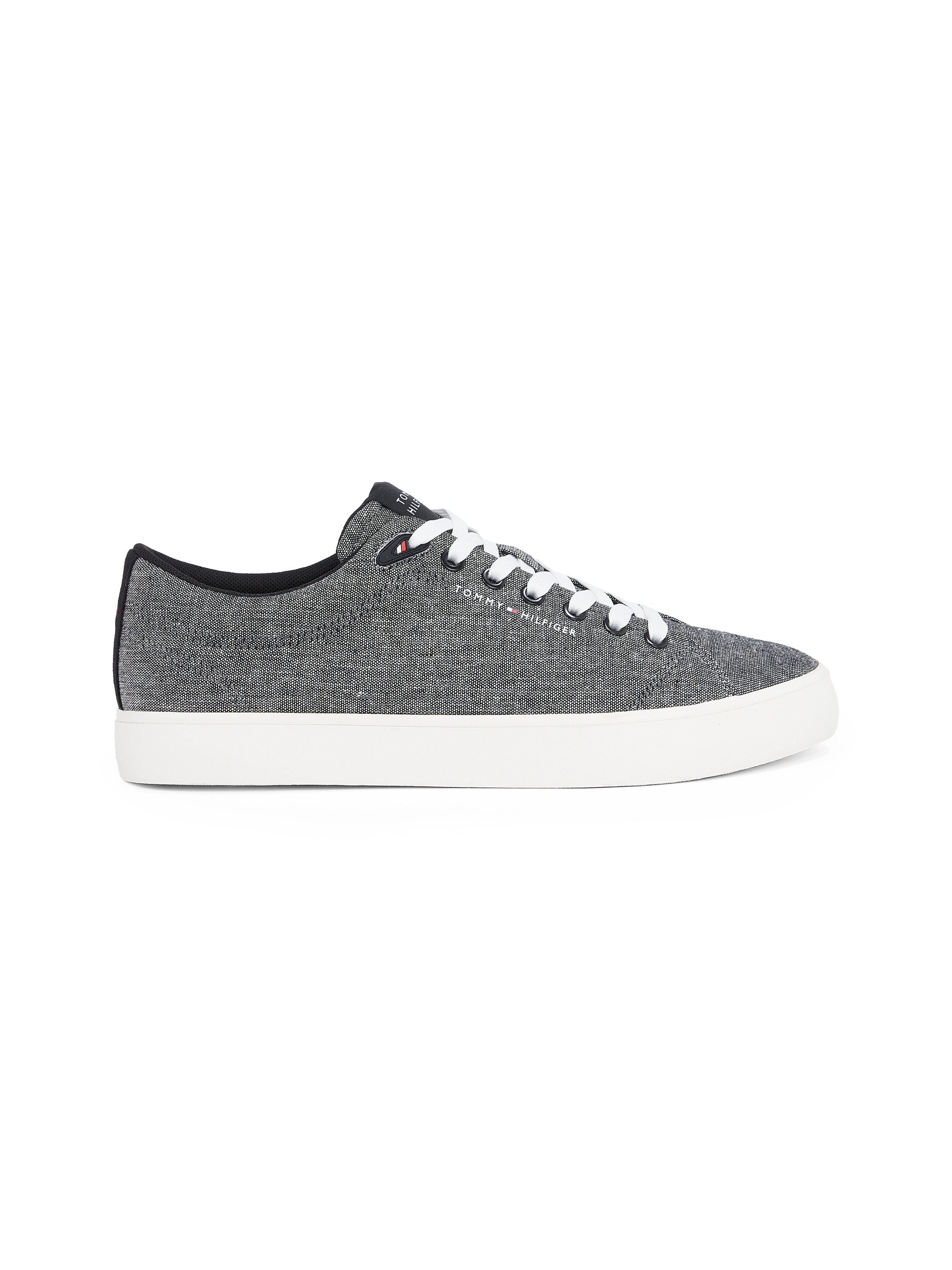 Tommy Hilfiger Sneaker »TH HI VULC LOW CORE CHAMBRAY«, Freizeitschuh, Halbschuh, Schnürer in melierter Optik