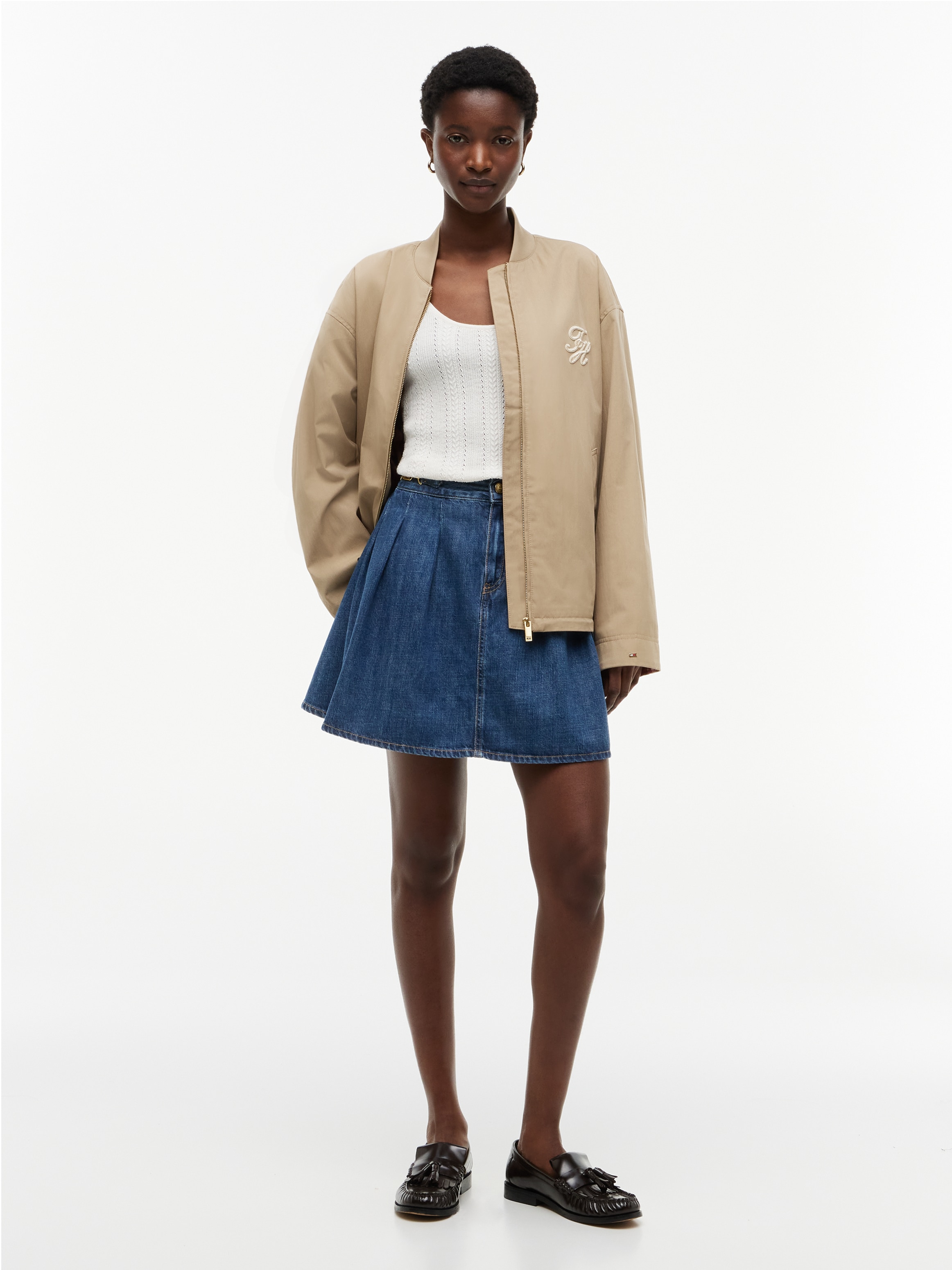 Tommy Hilfiger Bomberjacke »COTTON BOMBER« ohne Kapuze Baumwollmischung, mit Logostickerei