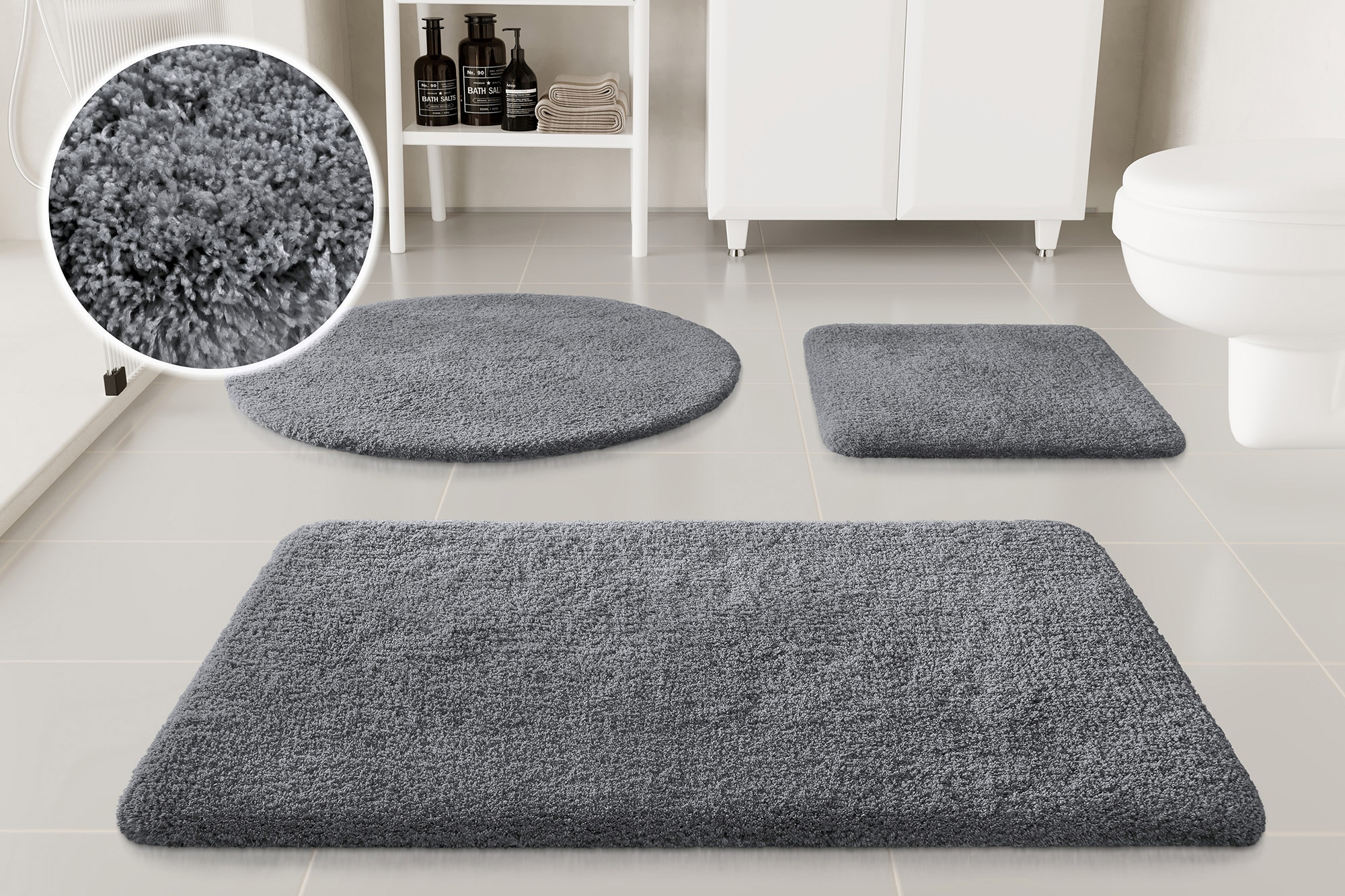 OTTO home Badematte "Kaarin, uni, viele Farben, Badvorleger, Badezimmer Teppich" Höhe 30 mm rutschhemmend beschichtet fußbodenheizungsgeeignet Badteppich, getuftet, flauschig, hochflor, große Farbauswahl