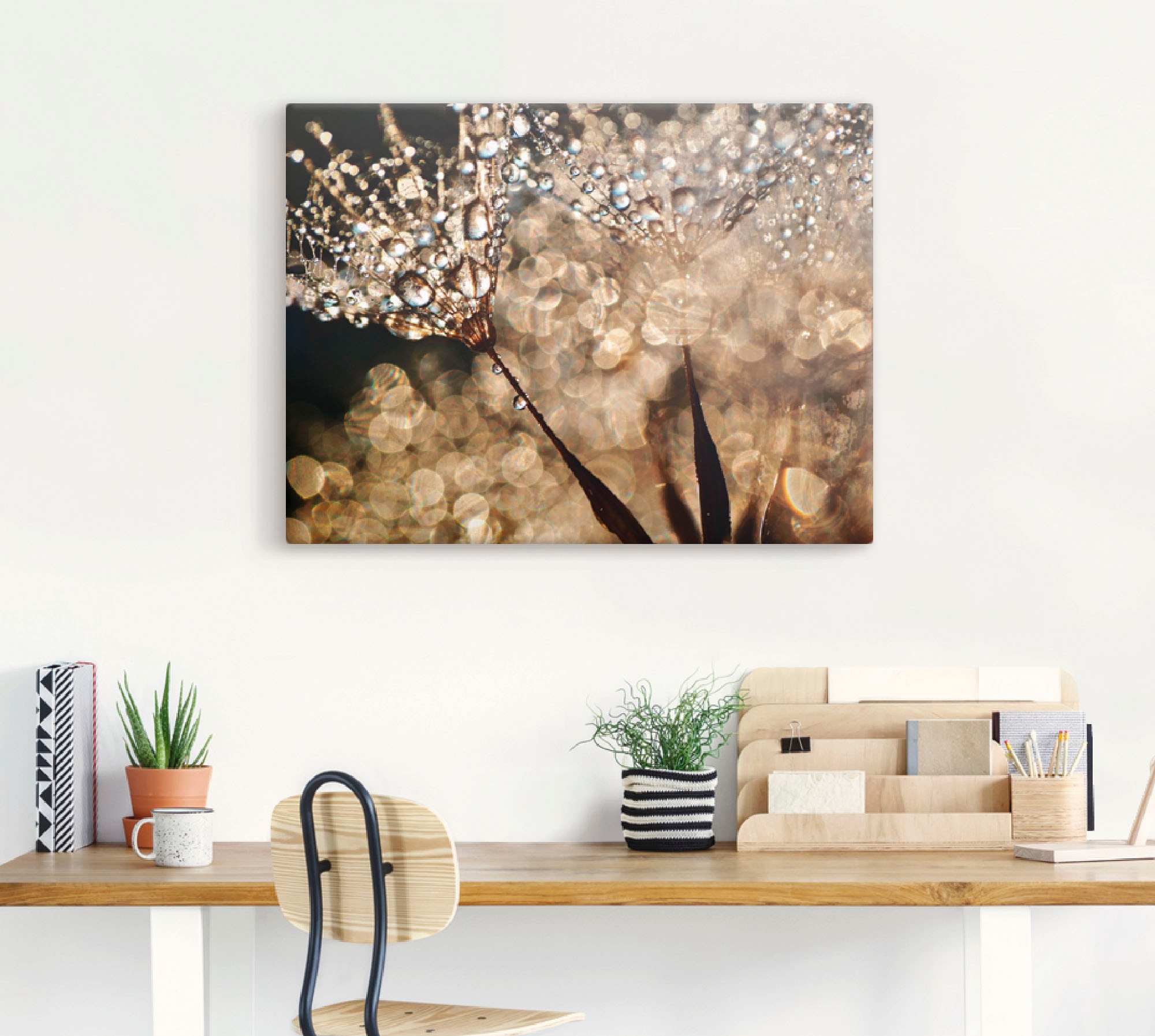 Artland Wandbild "Pusteblume Goldschimmer" Blumen 1 Stk. tlg. als Alubild, günstig online kaufen
