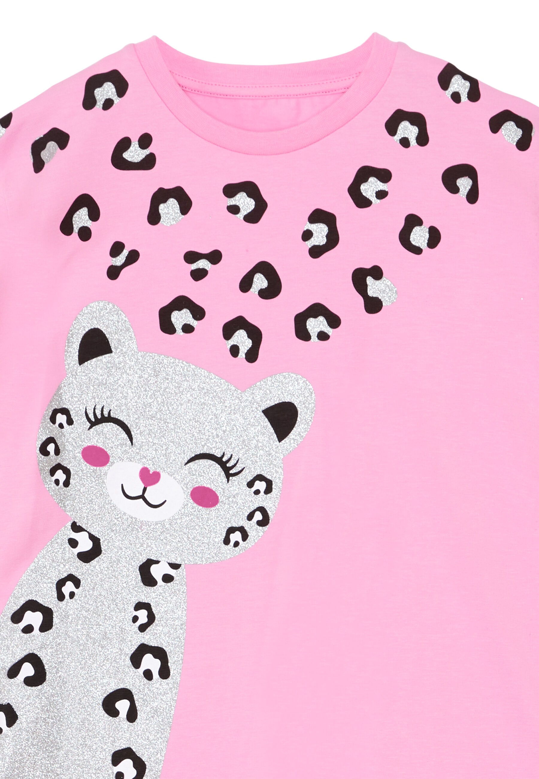 Denokids Hausanzug »Set Glitter Leo«, mit Leopard-Motiv in Silber-Glitzer