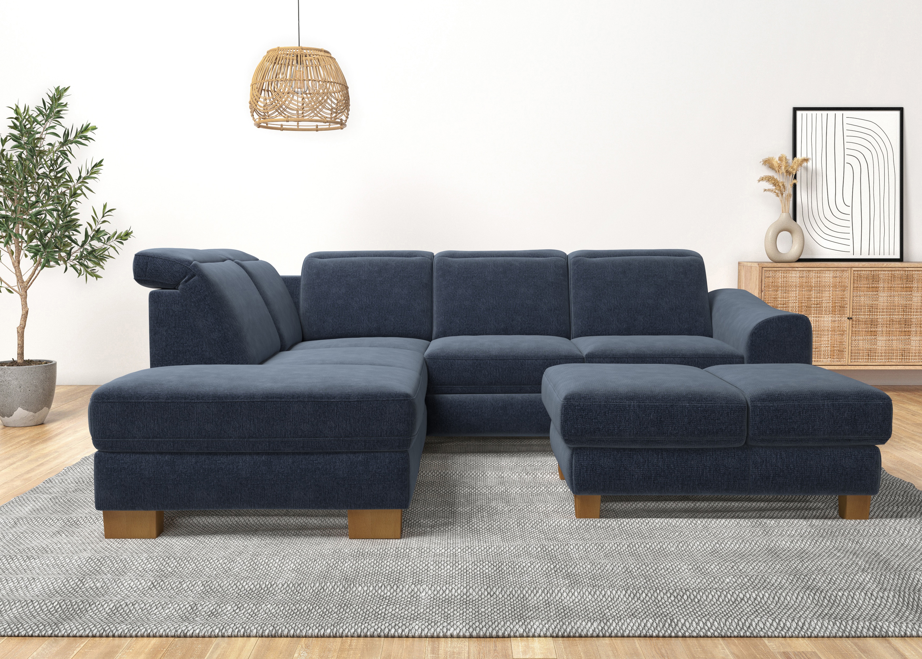 Home affaire Ecksofa "Dundee L-Form" wahlweise mit Kopfteilverstellung und zusätzlich mit Schlaffunktion