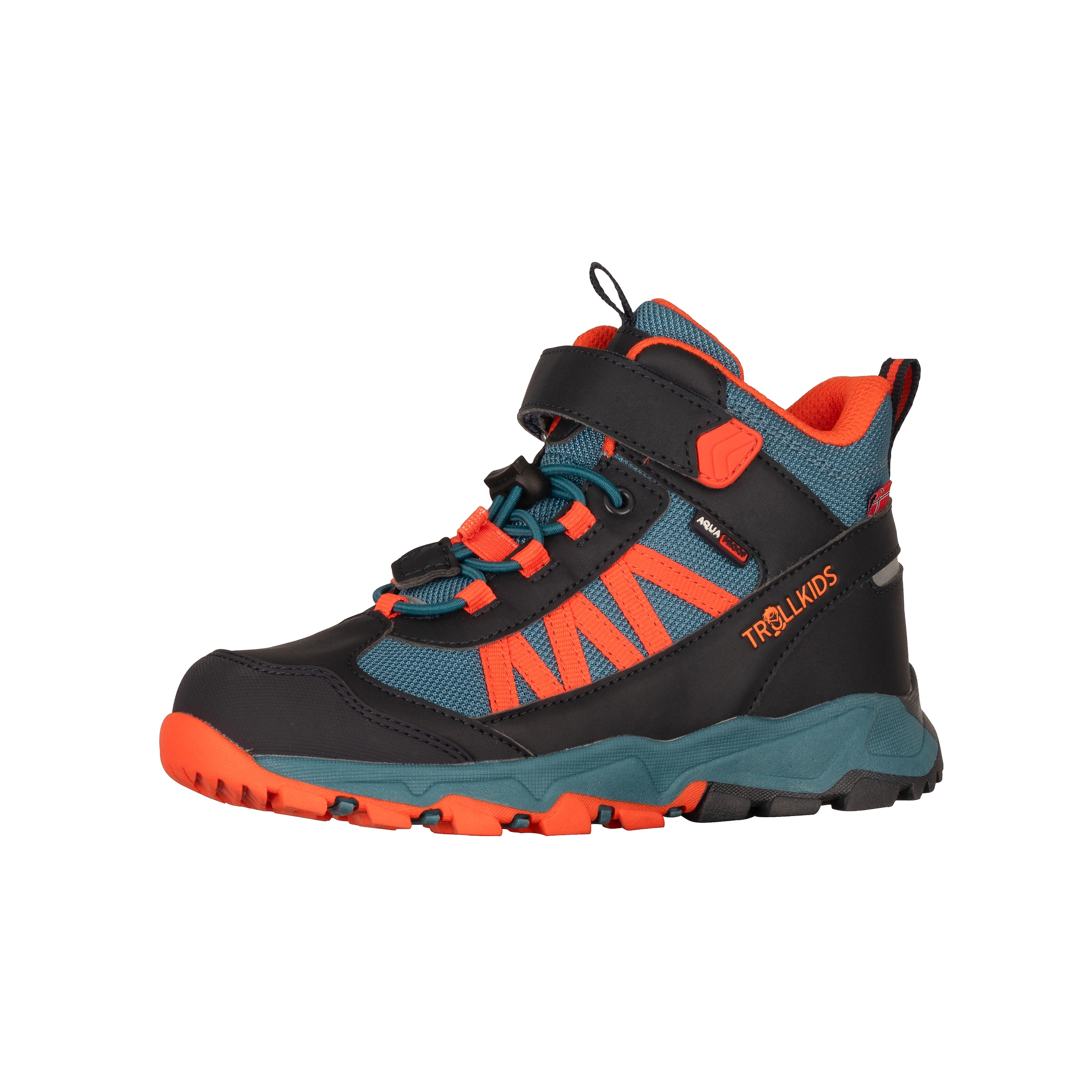 TROLLKIDS Kinder Wanderschuh "KIDS TRONFJELL HIKER MID", Gr. 35stormy blau, flame orange, schwarz, Mesh, Synthetik, Schuhe, wasserdicht