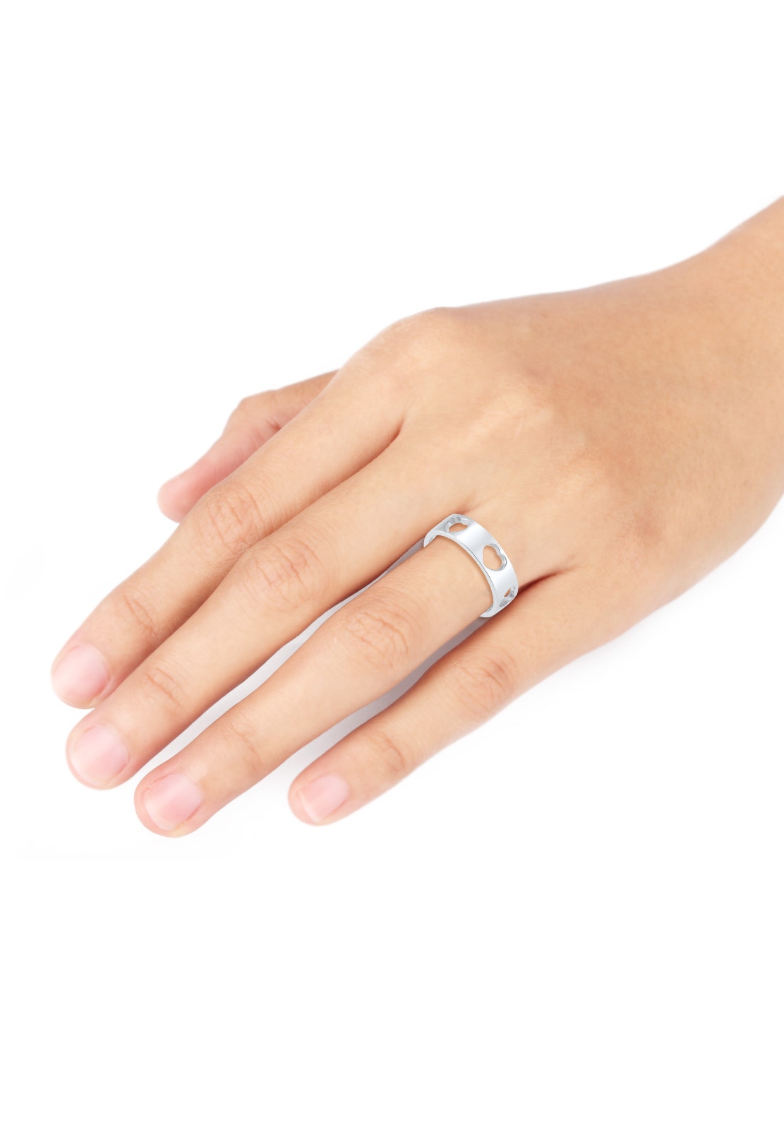 Elli Fingerring »Herz Liebe Cut Out Bandring 925 Silber Loreena«