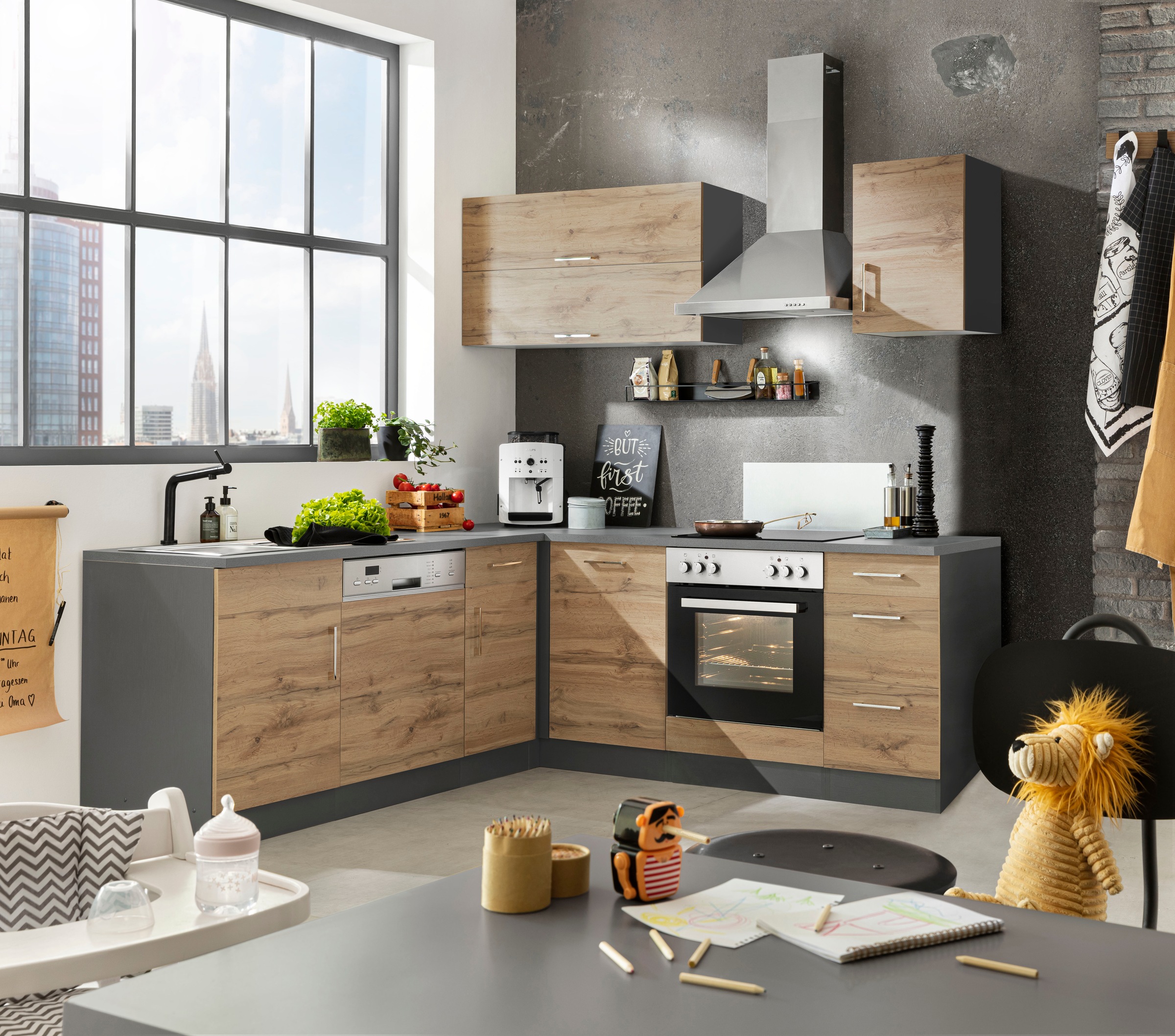 KOCHSTATION Winkelküche "KS-Colmar" ohne E-Geräte, Stellbreite 210/210 cm günstig online kaufen