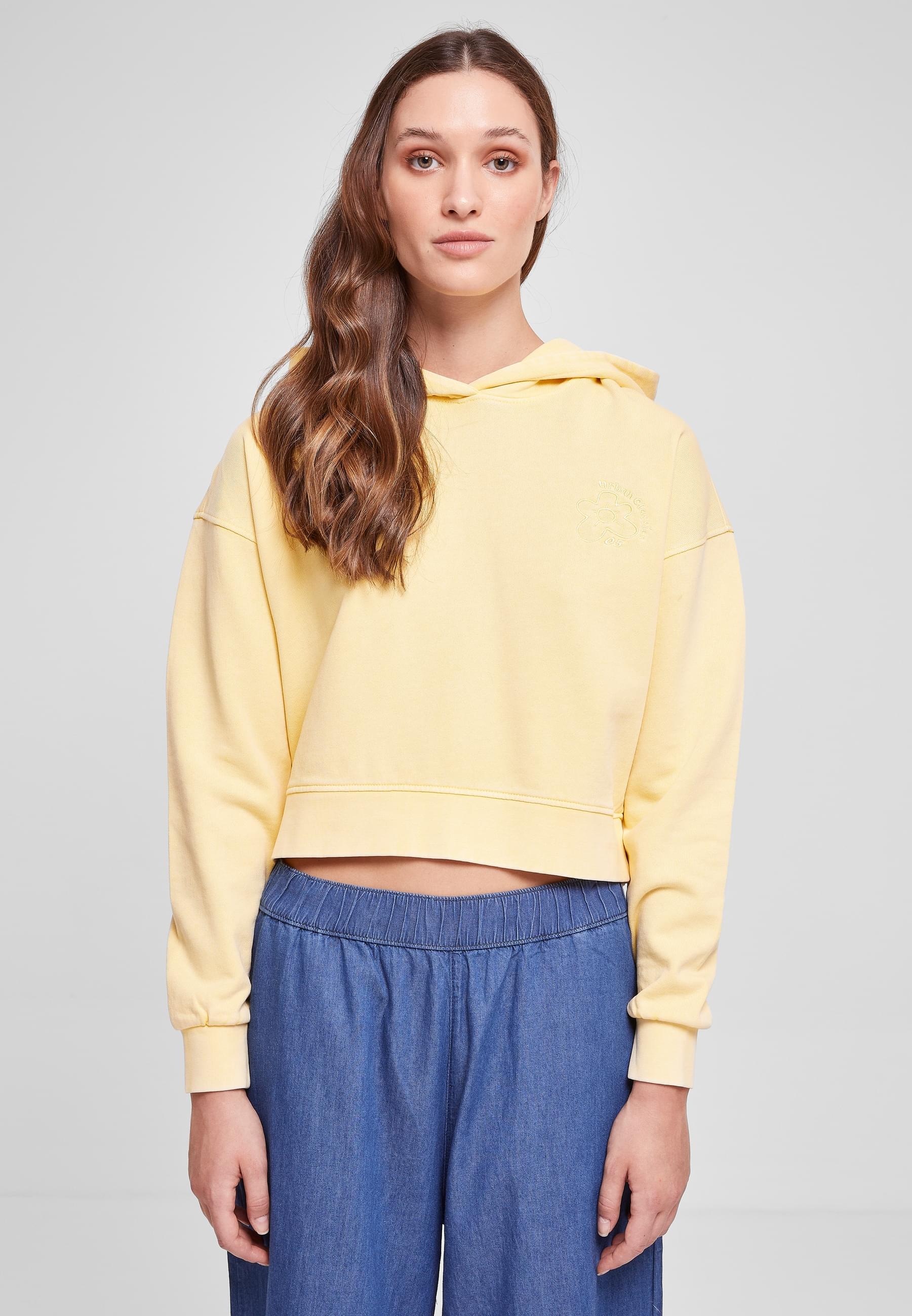 URBAN CLASSICS Kapuzenpullover »Urban Classics Damen Ladies Short Flower Embroidery Terry Hoody«, (1 tlg.)