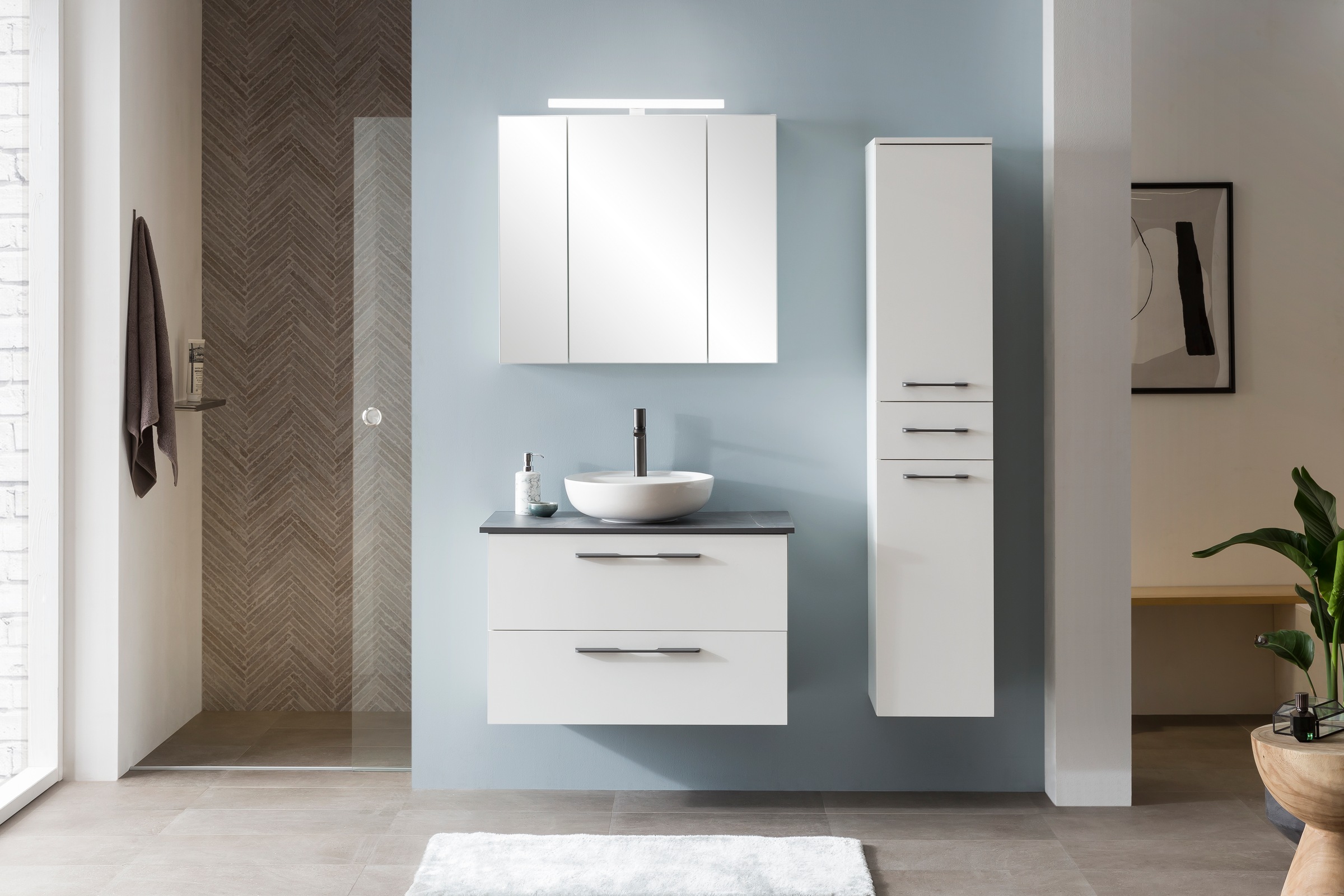 Schildmeyer Waschtisch "Maxim, Mattweiß + Marmor" 3 Stk. tlg. Made in Germa günstig online kaufen