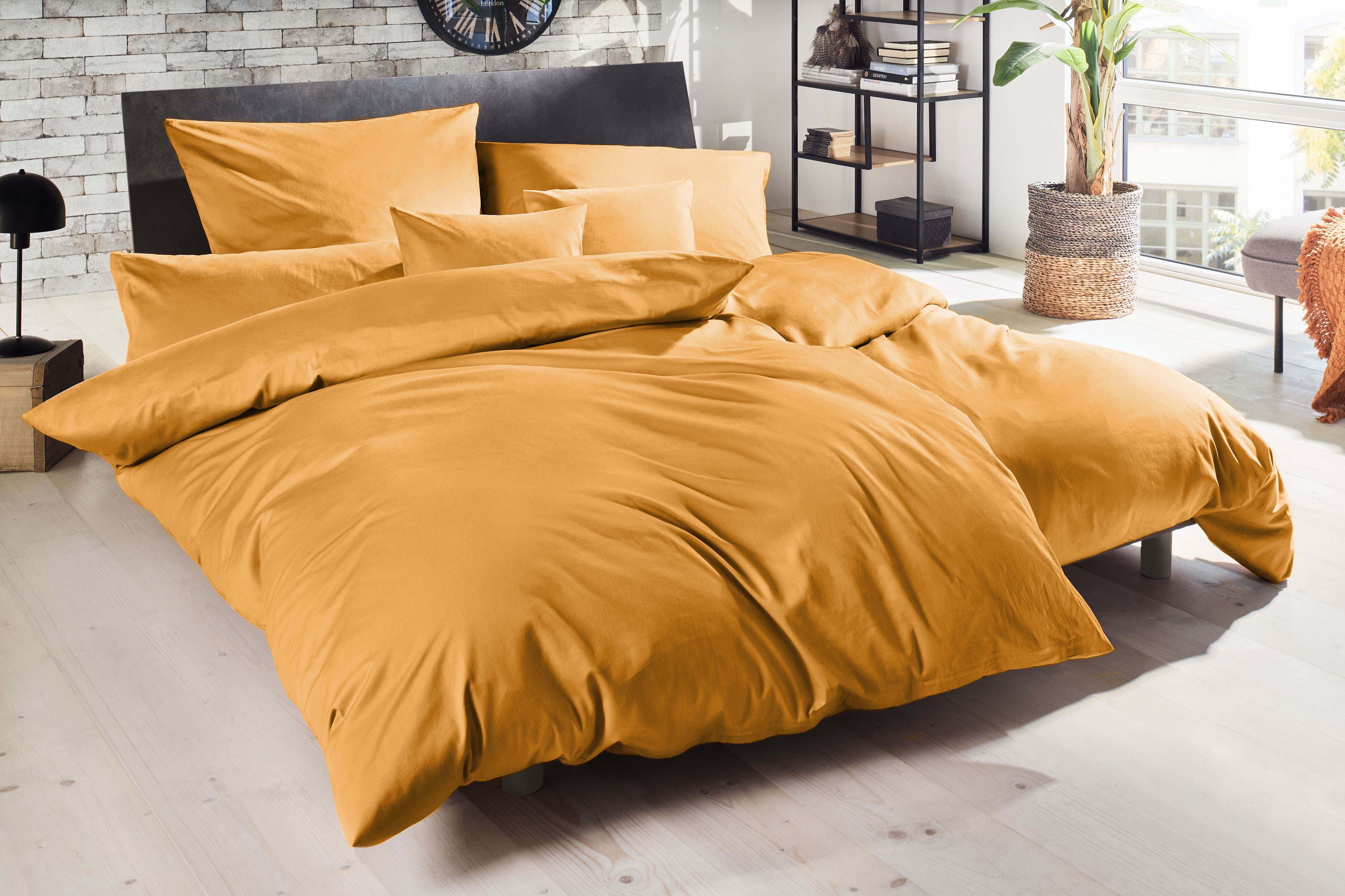 Primera Bettwäsche "Uni Luxus-Satin in Gr. 135x200, 155x220 oder 200x200 cm" 3 Stk. Bettwäsche aus Baumwolle, unifarbene Bettwäsche mit Reißverschluss
