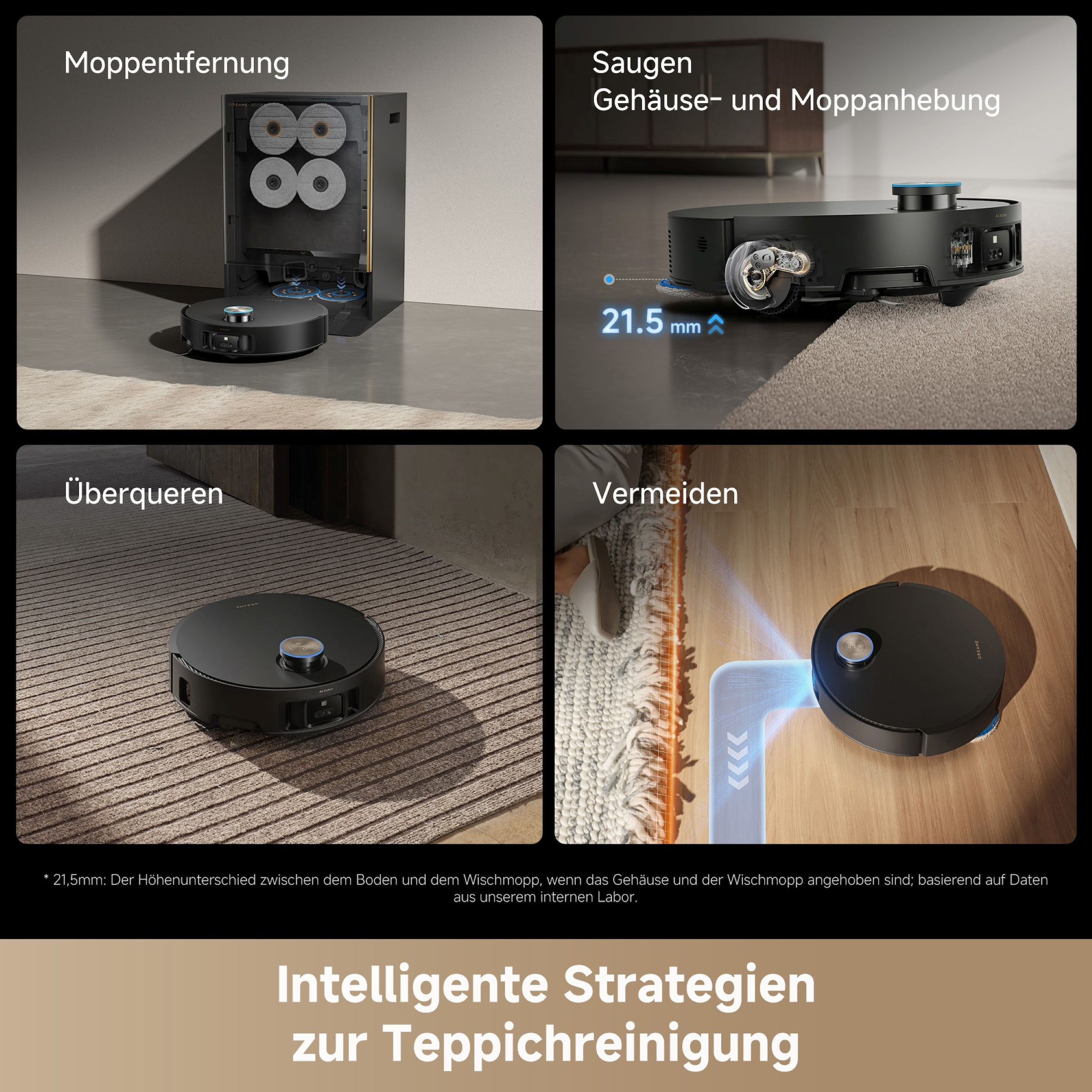 Dreame Saugroboter »mit Wischfunktion Matrix 10 Ultra« Mop-Wechsel, drei Reinigungsmittel, überwindet Hindernisse, 30.000 Pa