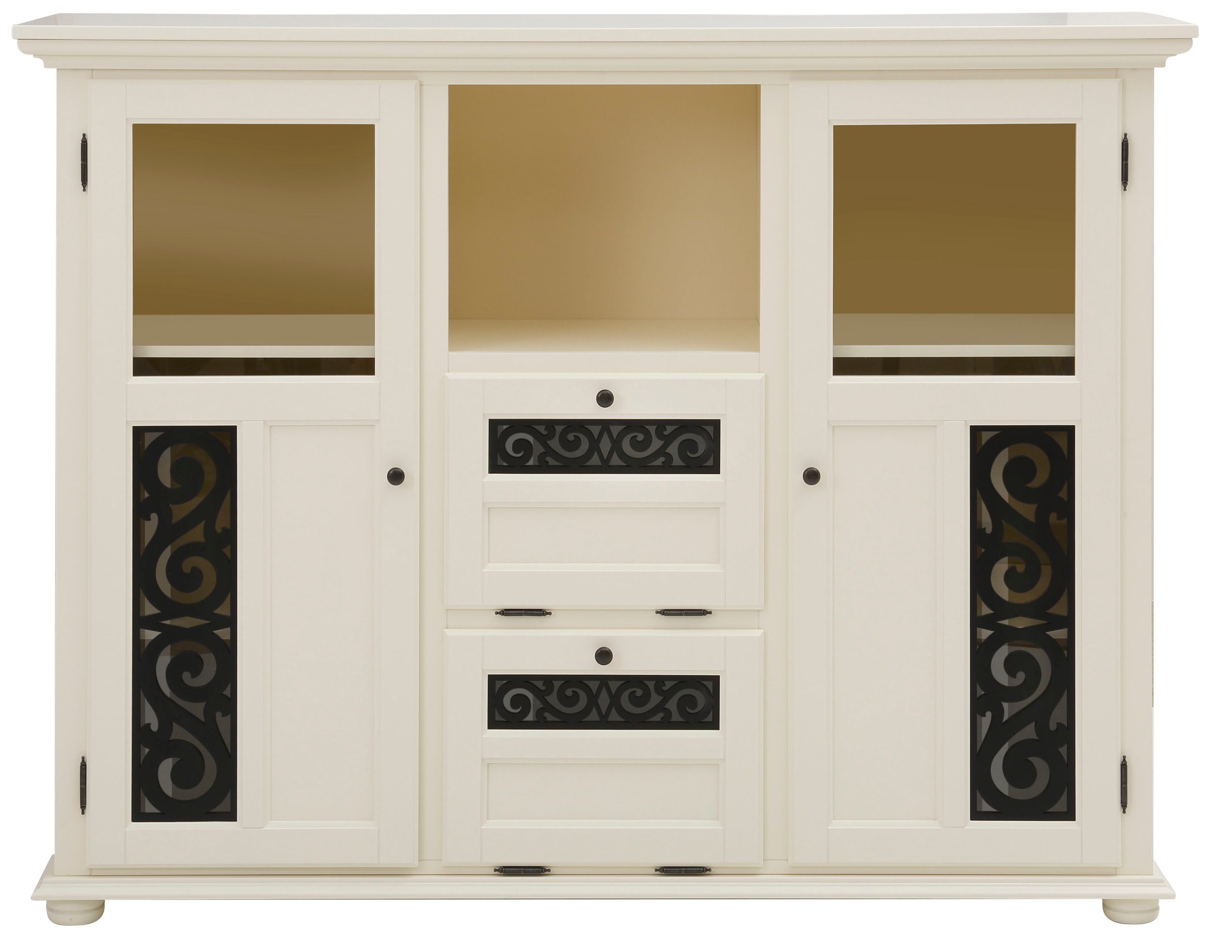 Home affaire Highboard »Arabesk«, Vitrine mit dekorativen Fräsungen, Breite 160 cm