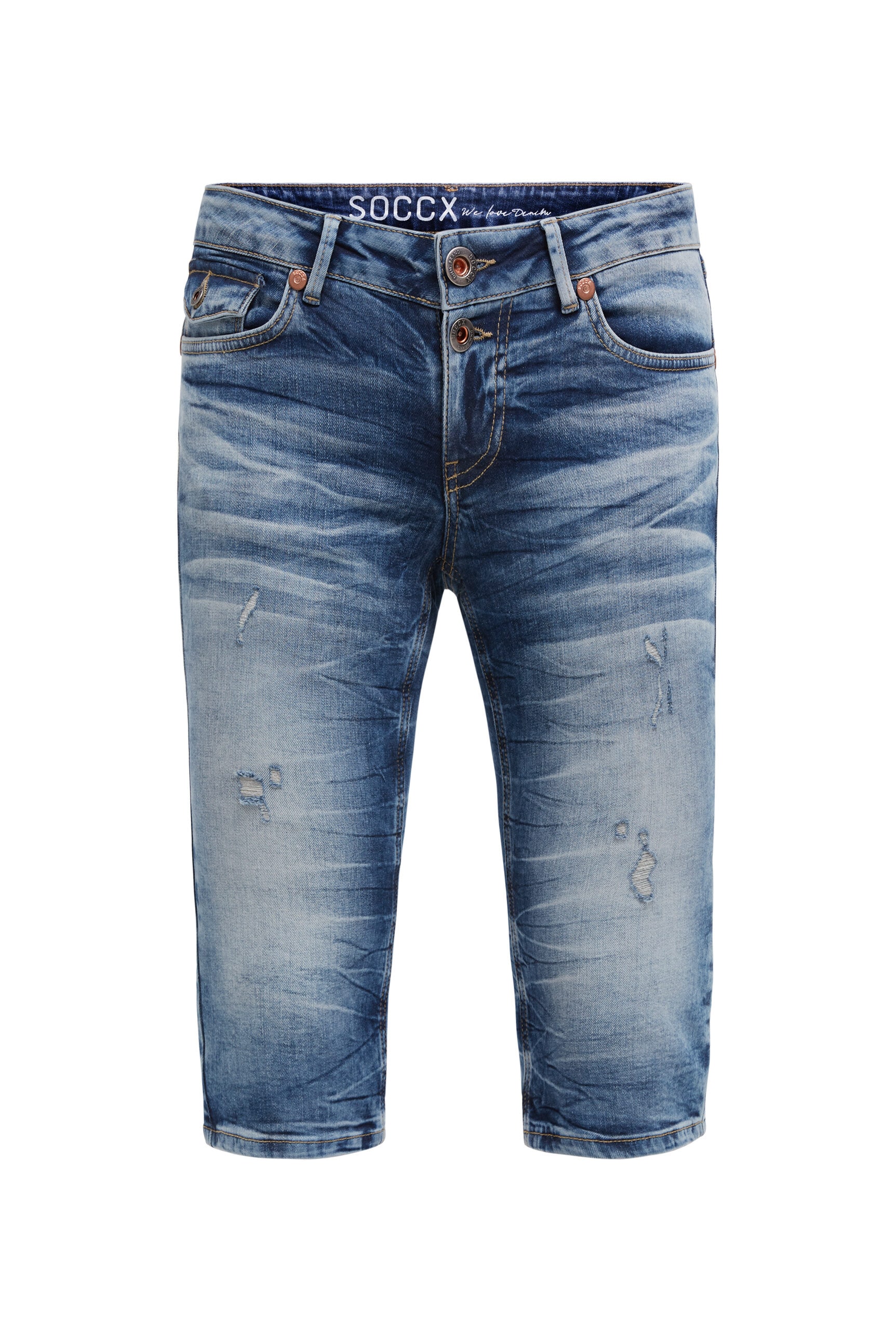 SOCCX Slim-fit-Jeans mit Destroy-Effekten