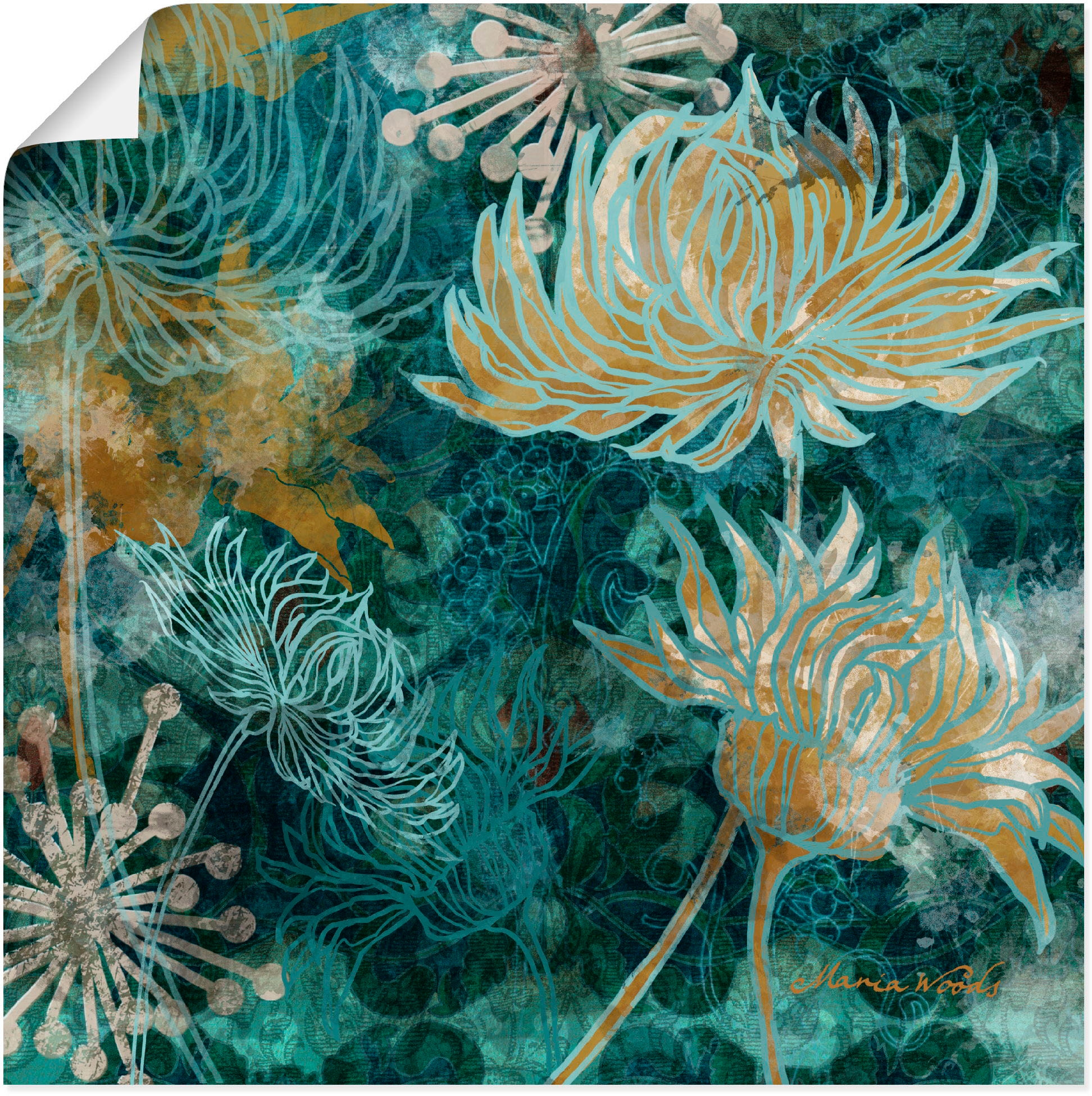 Wandbild »Blaue Chrysanthemen I«, Blumen, (1 St.), als Alubild, Outdoorbild,...