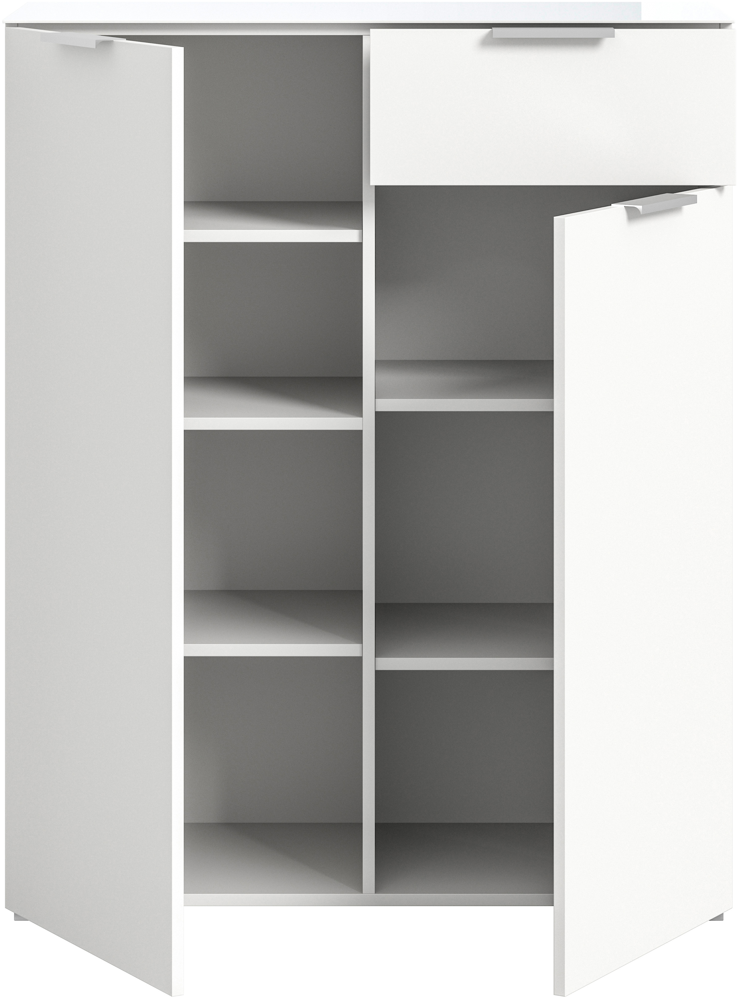 INOSIGN Kommode »Raio, Breite 90 cm, 2 Türen, 1 Schubkasten, Oberboden mit Glasplatte«, Anrichte, Sideboard, Highboard, Schrank