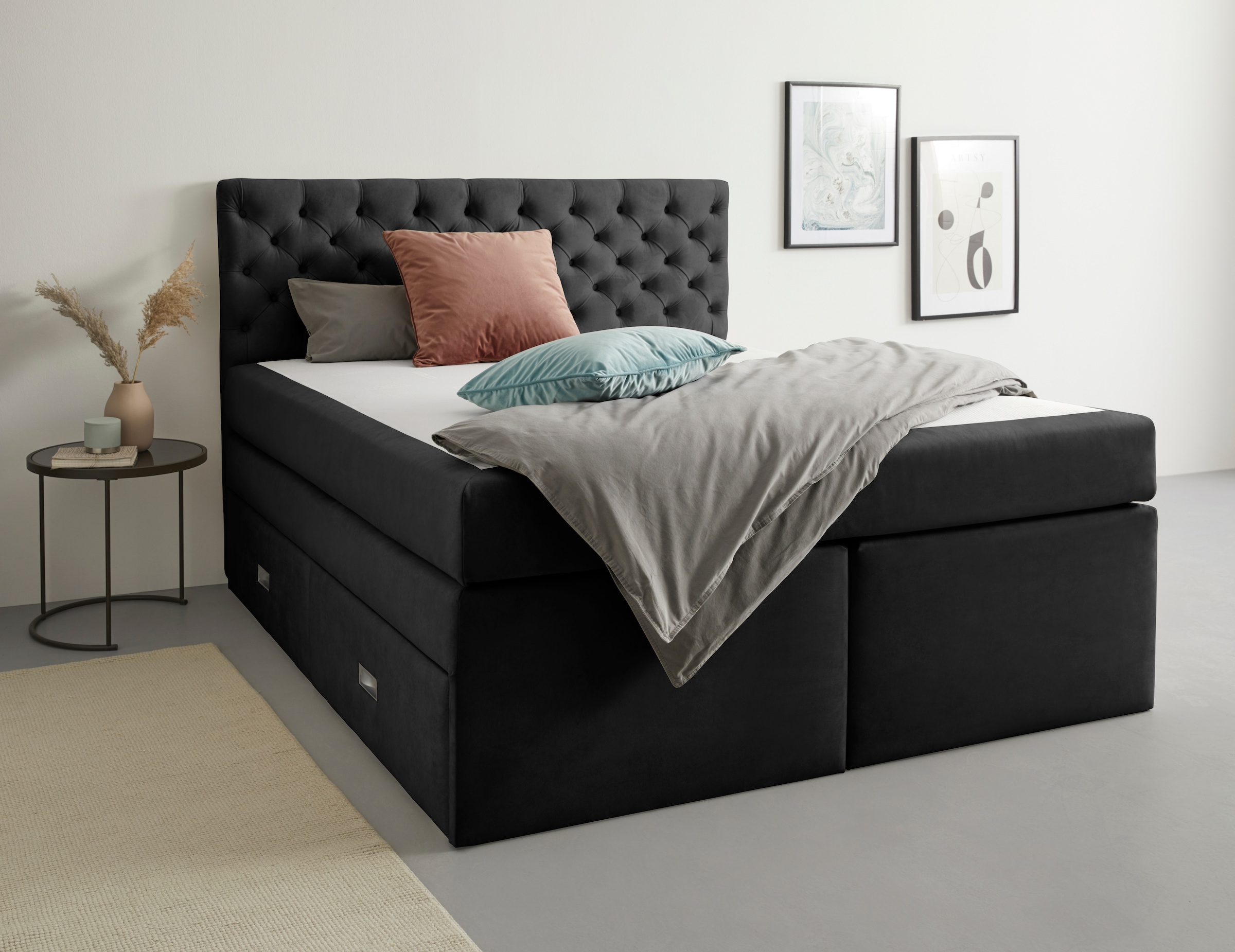 Home affaire Polsterbett "Boxbett Alvi mit Schubladen, Taschen-Federkernmat günstig online kaufen