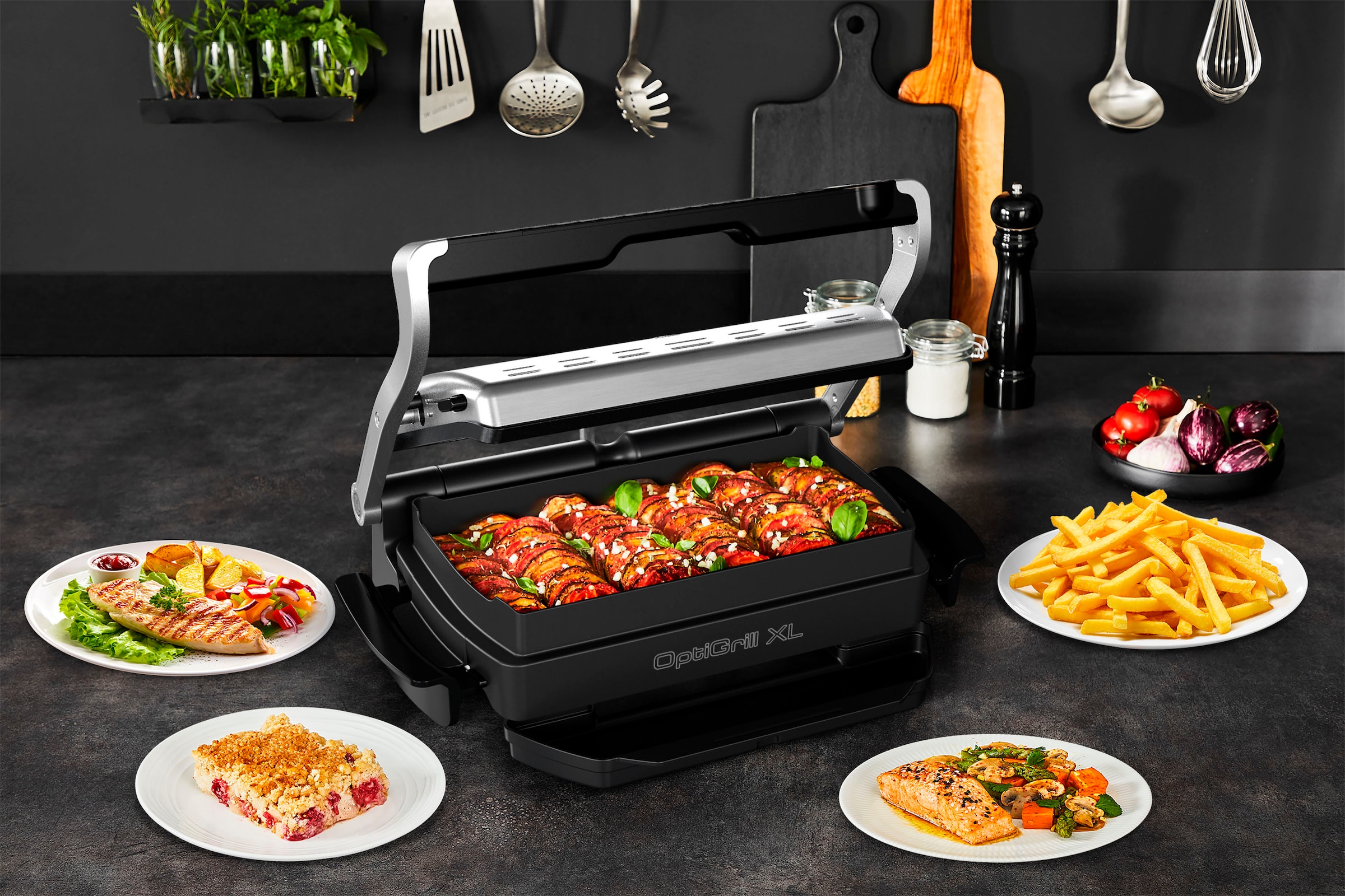 Tefal Kontaktgrill »GC724D OptiGrill+ XL«, 2000 W, Backschale, 9 voreingestellte Programme, 4 Temperaturlevel