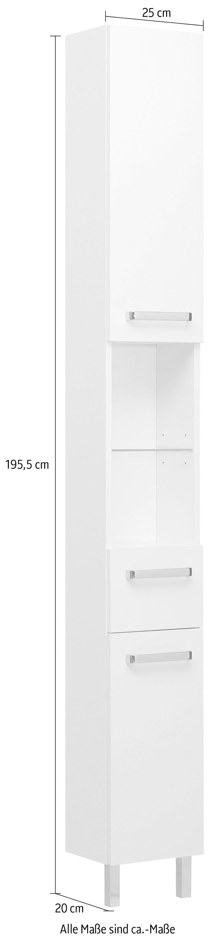 Saphir Hochschrank "Quickset Badschrank 25 cm breit, 2 Türen, 2 Nischen, 1 günstig online kaufen