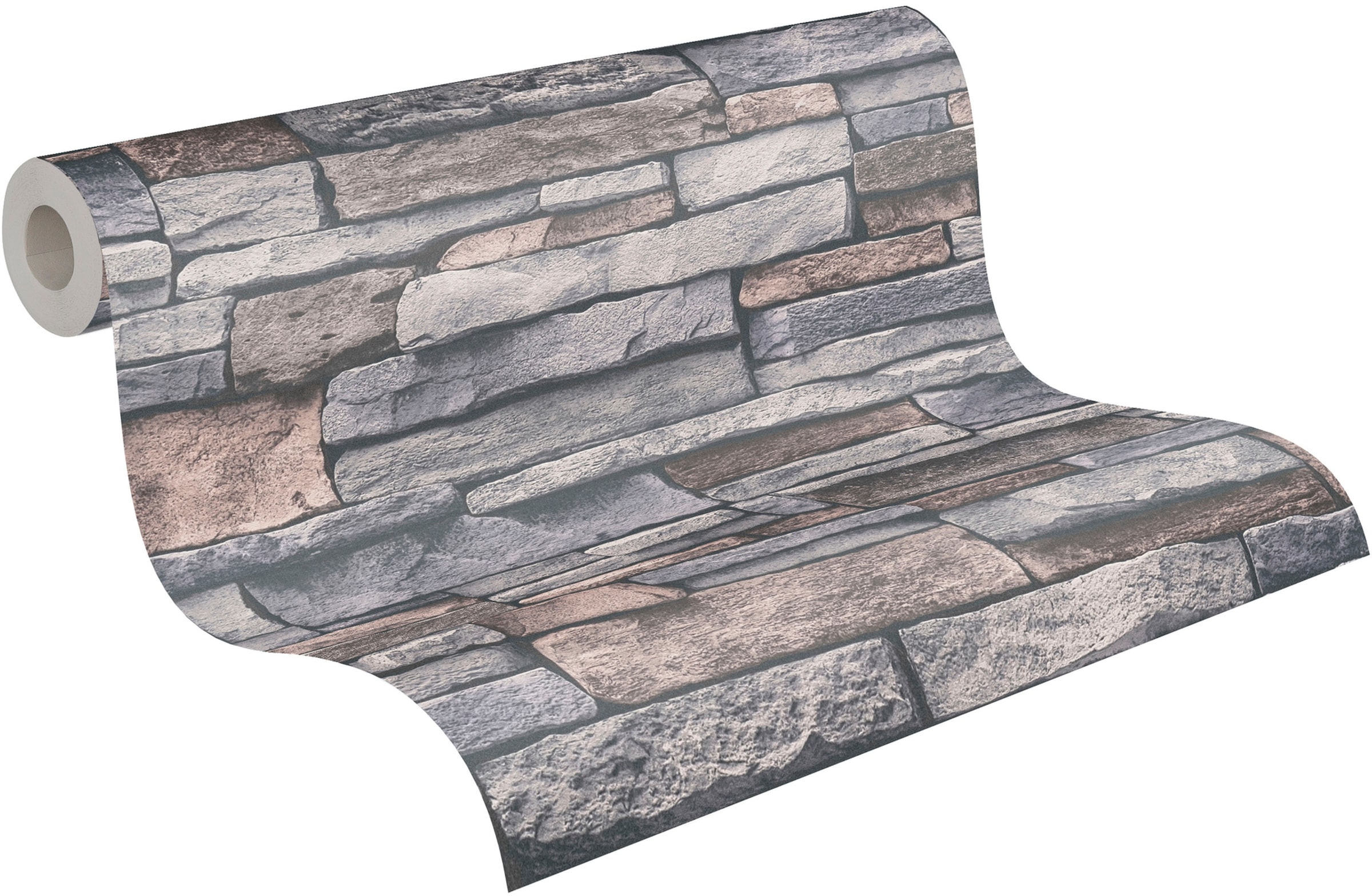 A.S. Création Vliestapete »Terra Steintapete«, matt-gemustert-neutral, Steinoptik Steinwand Naturstein-Tapete 3D-optik Tapeten Wohnzimmer