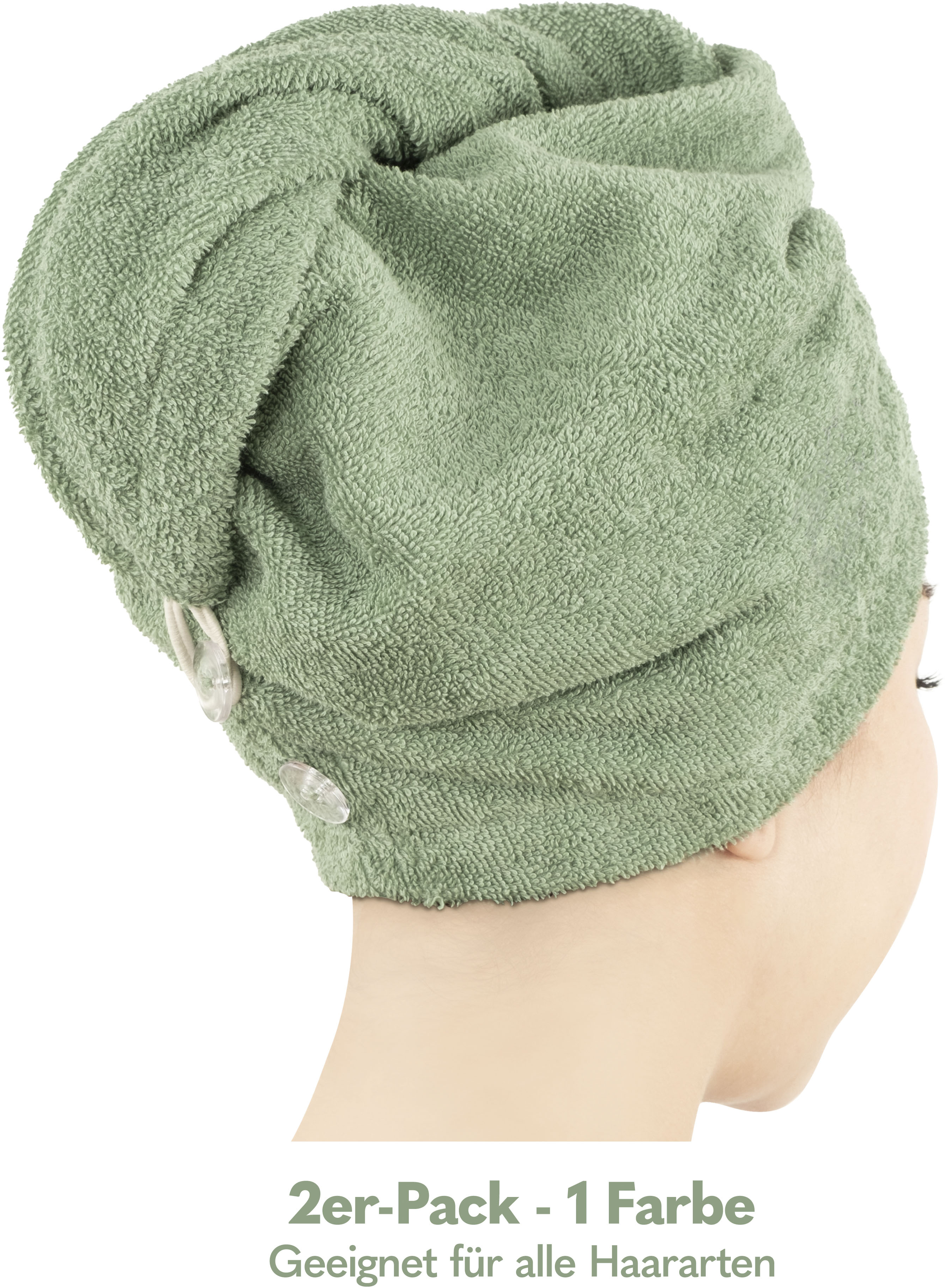 Thumbnail - HAMMETEX Turban-Handtuch "2er Set Haarturban Damen, 100% Baumwolle, Flauschig & Schnelltrocknend", (Set, 2 St., 2), Uni-...