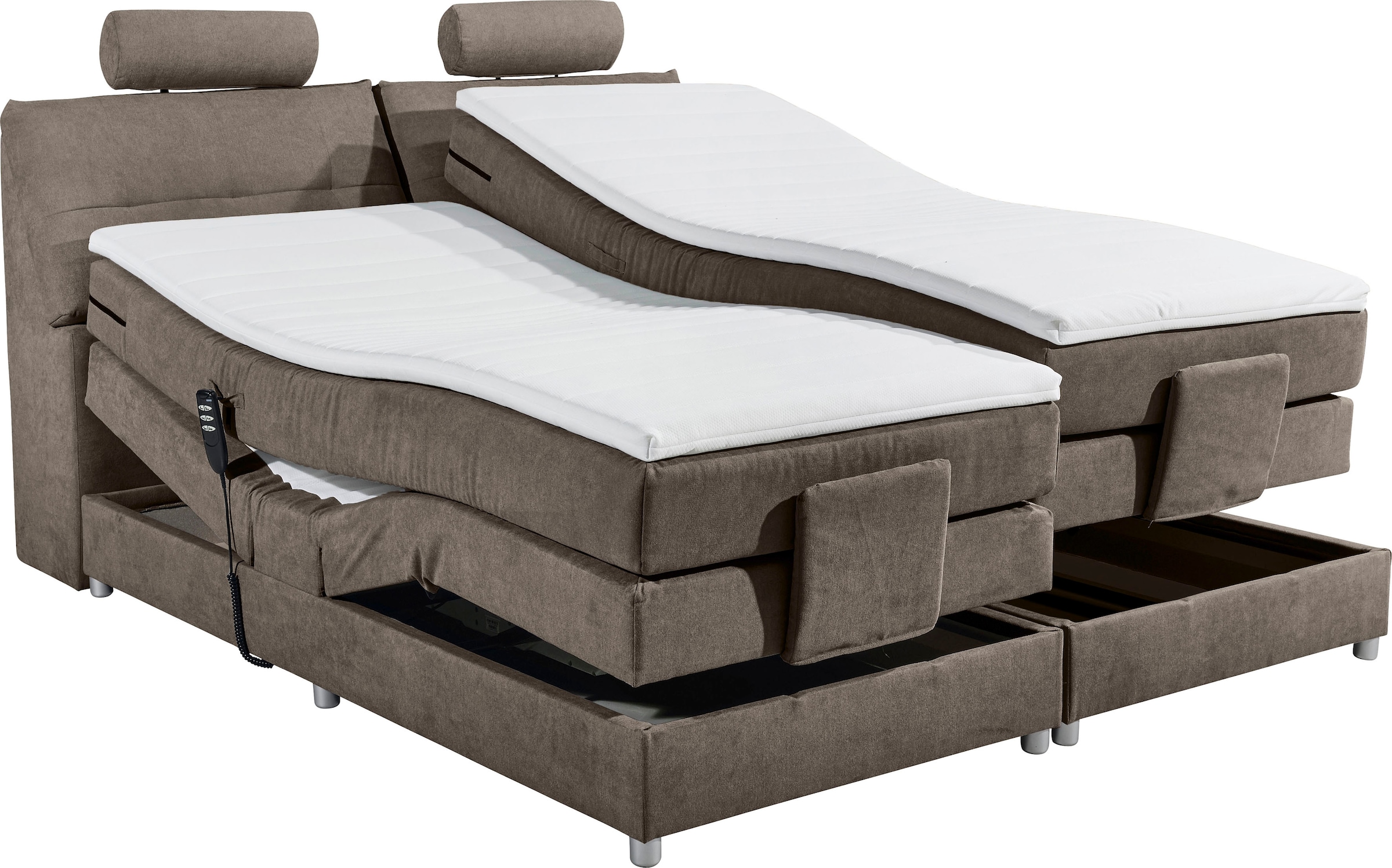 ED EXCITING DESIGN Boxspringbett »Palermo«, inkl. Motor, Topper, Kopfstütze und Stauraum im Kopfteil