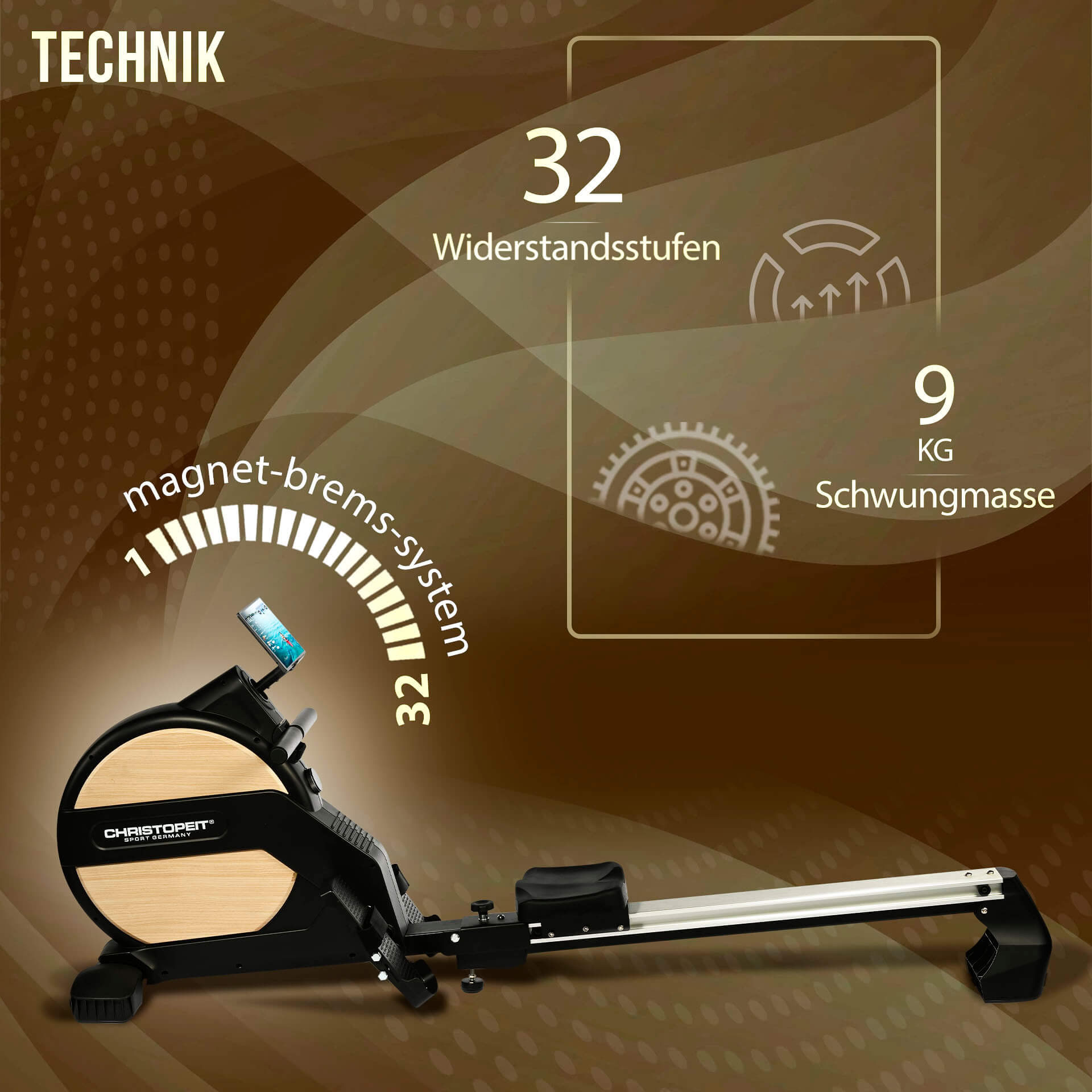 Thumbnail - Christopeit Sport Ruderzugmaschine "Vico" Rudermaschine, 32 Widerstandsstufen