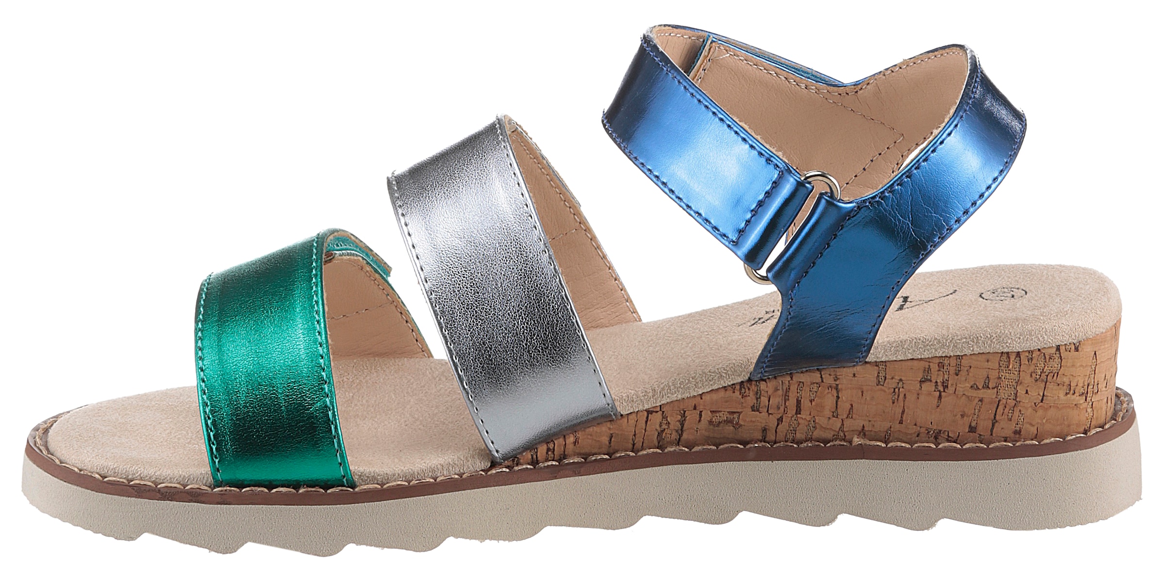 Aniston SHOES Keilsandalette, Sandale, Sommerschuh, Klettschuh, Metallic-Optik - NEUE KOLLEKTION