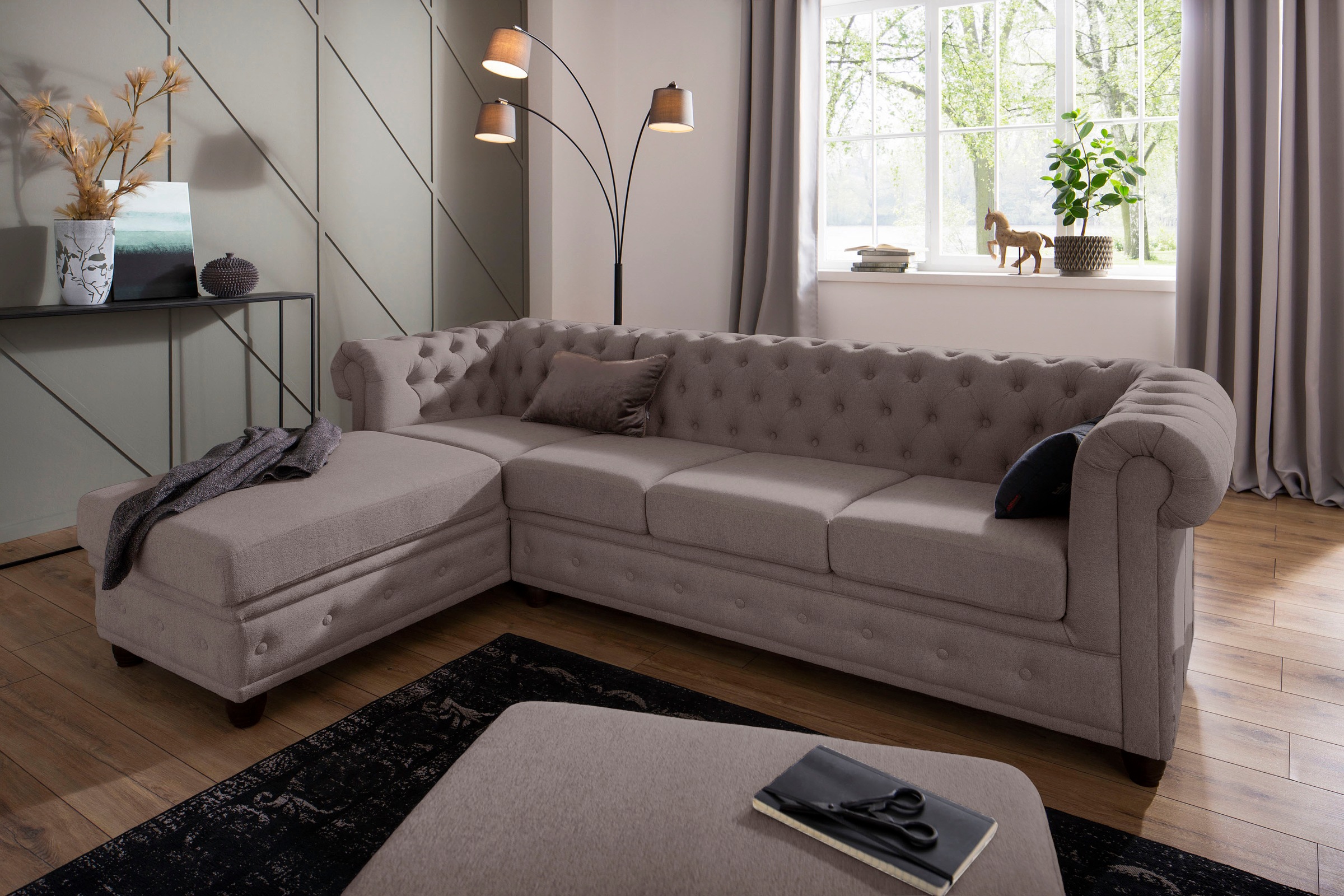 Home affaire Chesterfield-Sofa "New Castle L-Form", hochwertige Knopfheftun günstig online kaufen