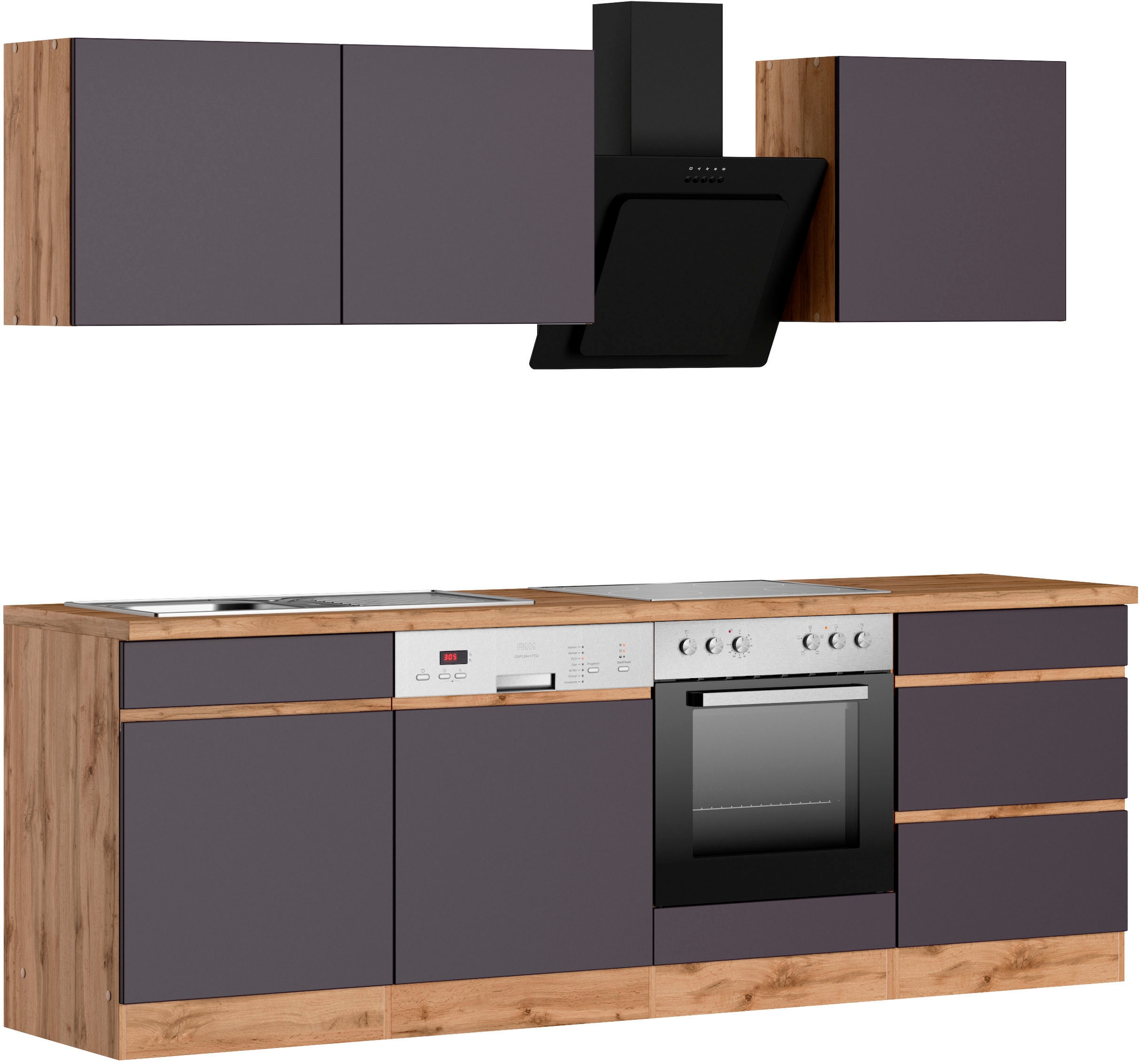 KOCHSTATION Küchenzeile »KS-Riesa« Stellbreite 240 cm, wahlweise mit oder ohne E-Geräte