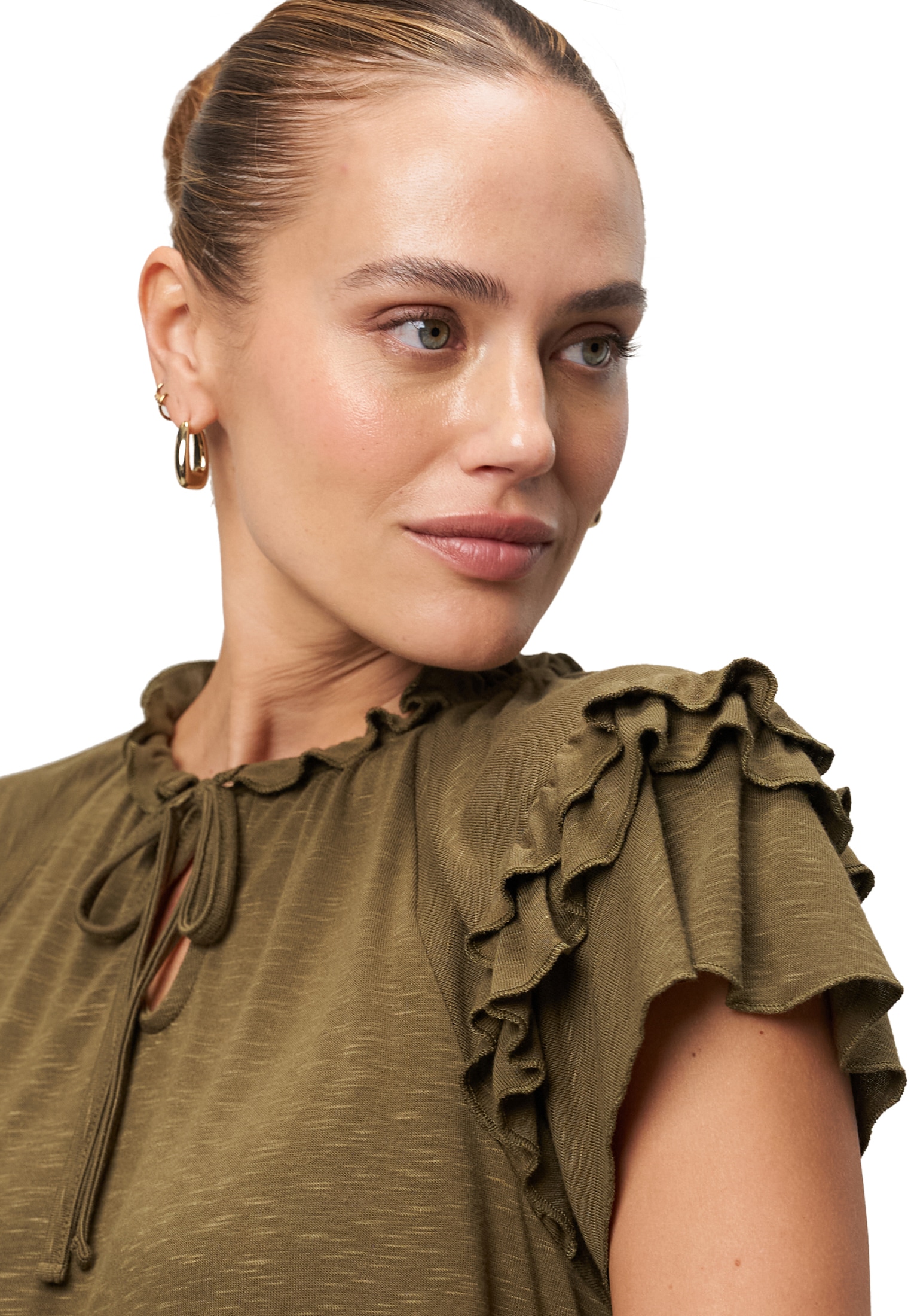 Zero Kurzarmshirt »zero Damen Shirt mit angeschnittenen Ärmeln«, (1 tlg.), Bindedetail