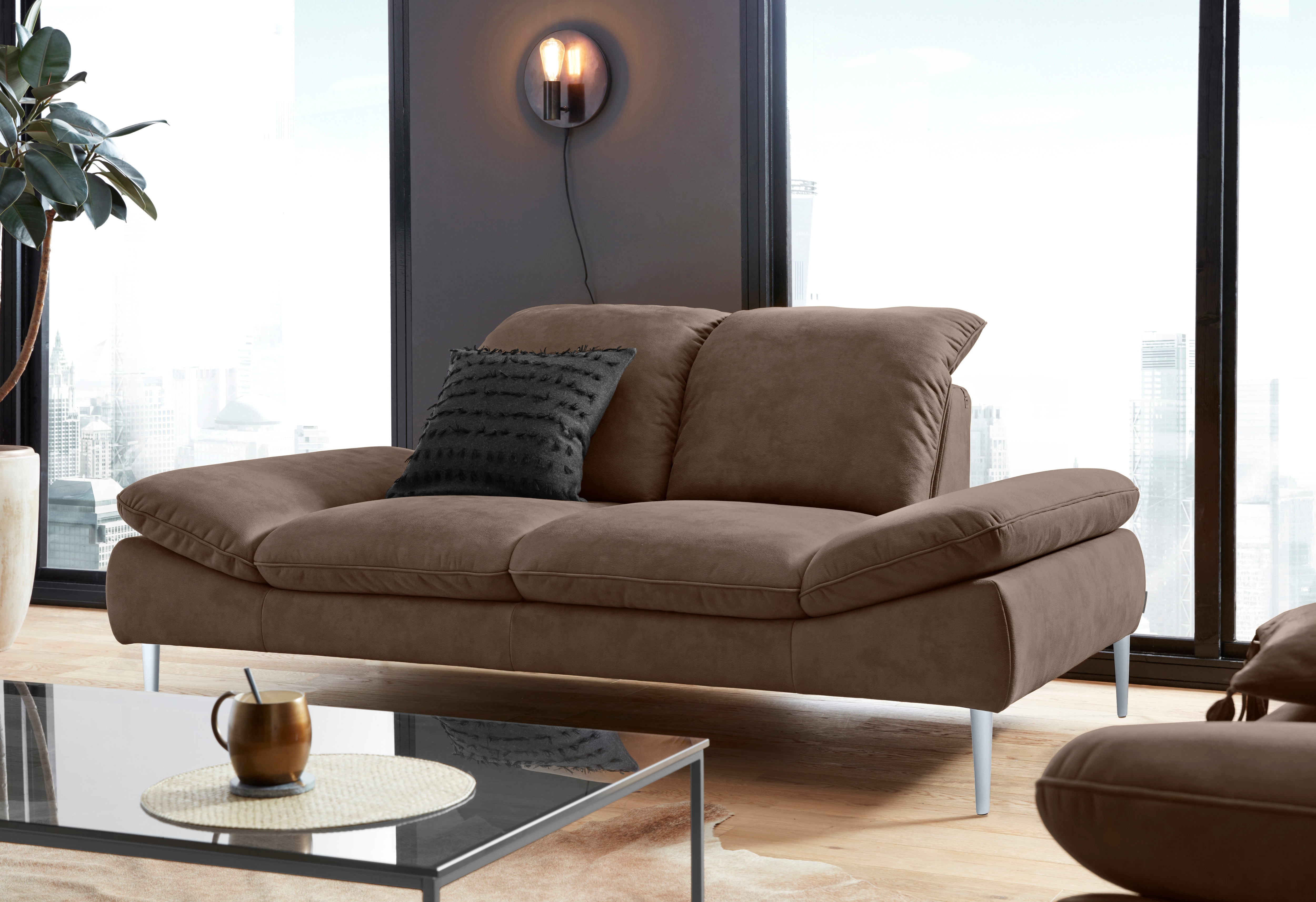 W.SCHILLIG 2-Sitzer "enjoy&MORE" mit Sitztiefenverstellung, Füße Chrom glänzend, Breite 202 cm