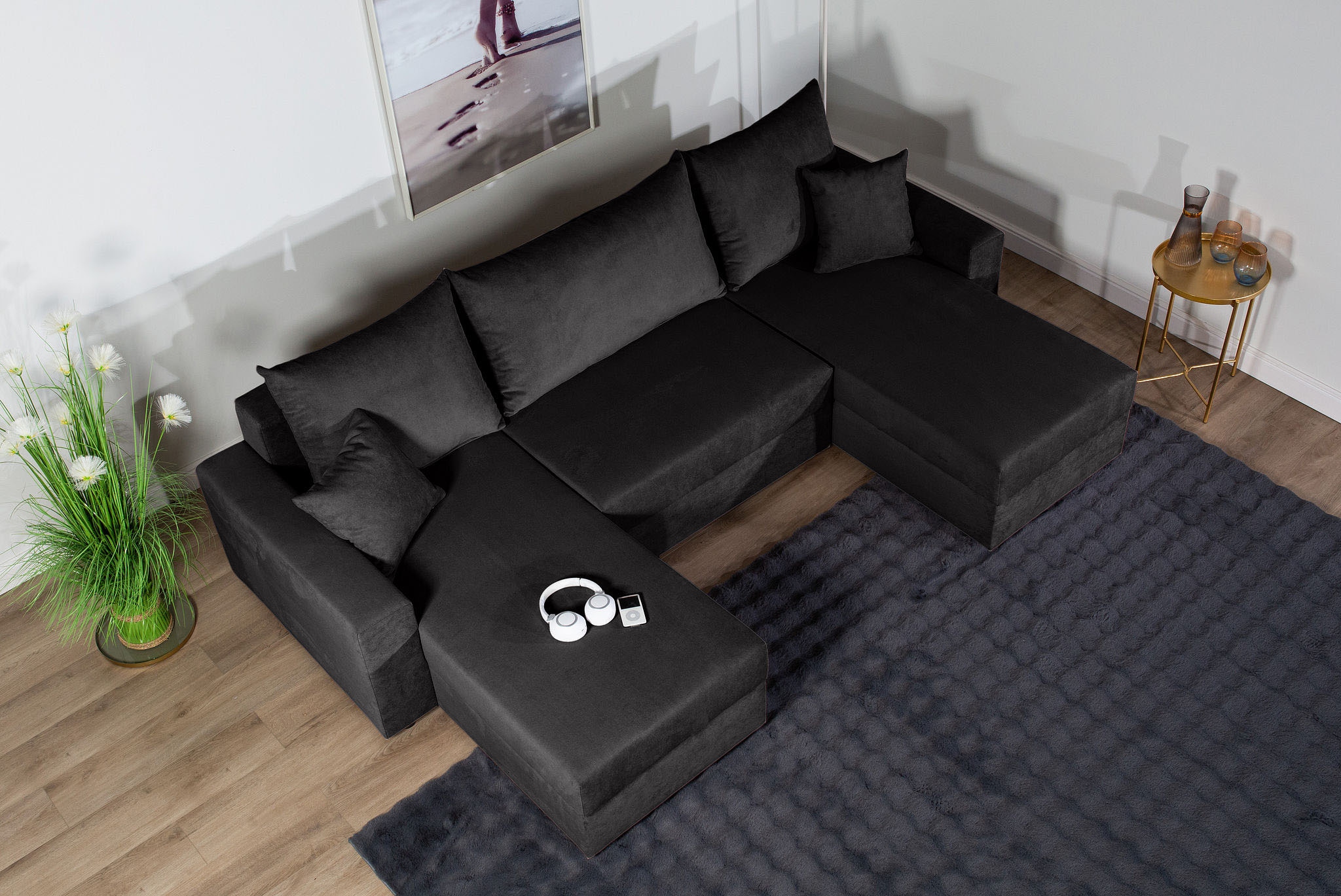 COLLECTION AB Wohnlandschaft »Pico U-Form, Breite 252, mit Armlehne Schlaffunktion, Bettkasten«, Wohnlandschaft,2 X Ottomane,Polyätherschaum Polsterung