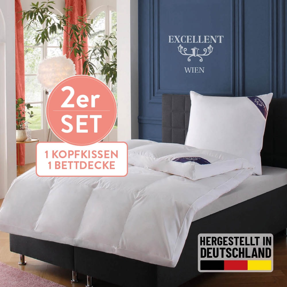 Excellent Daunenbettdecke + 3-Kammer-Kopfkissen "Wien" Bettdecke 135x200 in günstig online kaufen