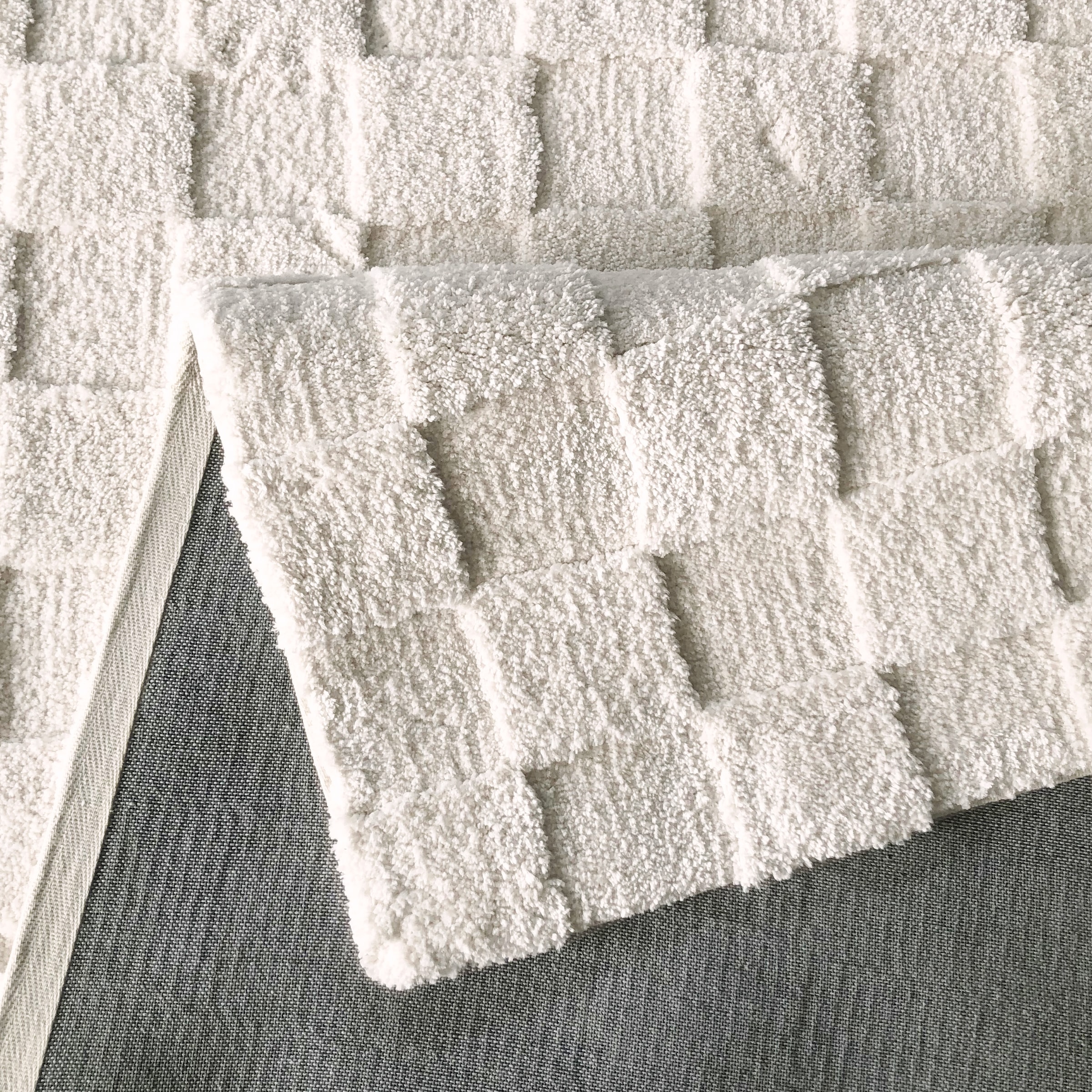 LeGer Home by Lena Gercke Teppich »Esmé, Hochflor-Teppiche, weich, Boho«, rechteckig, 23 mm Höhe, Hoch-Tief-Struktur, Uni, Kästchen, Wohnzimmer, Schlafzimmer, Esszimmer