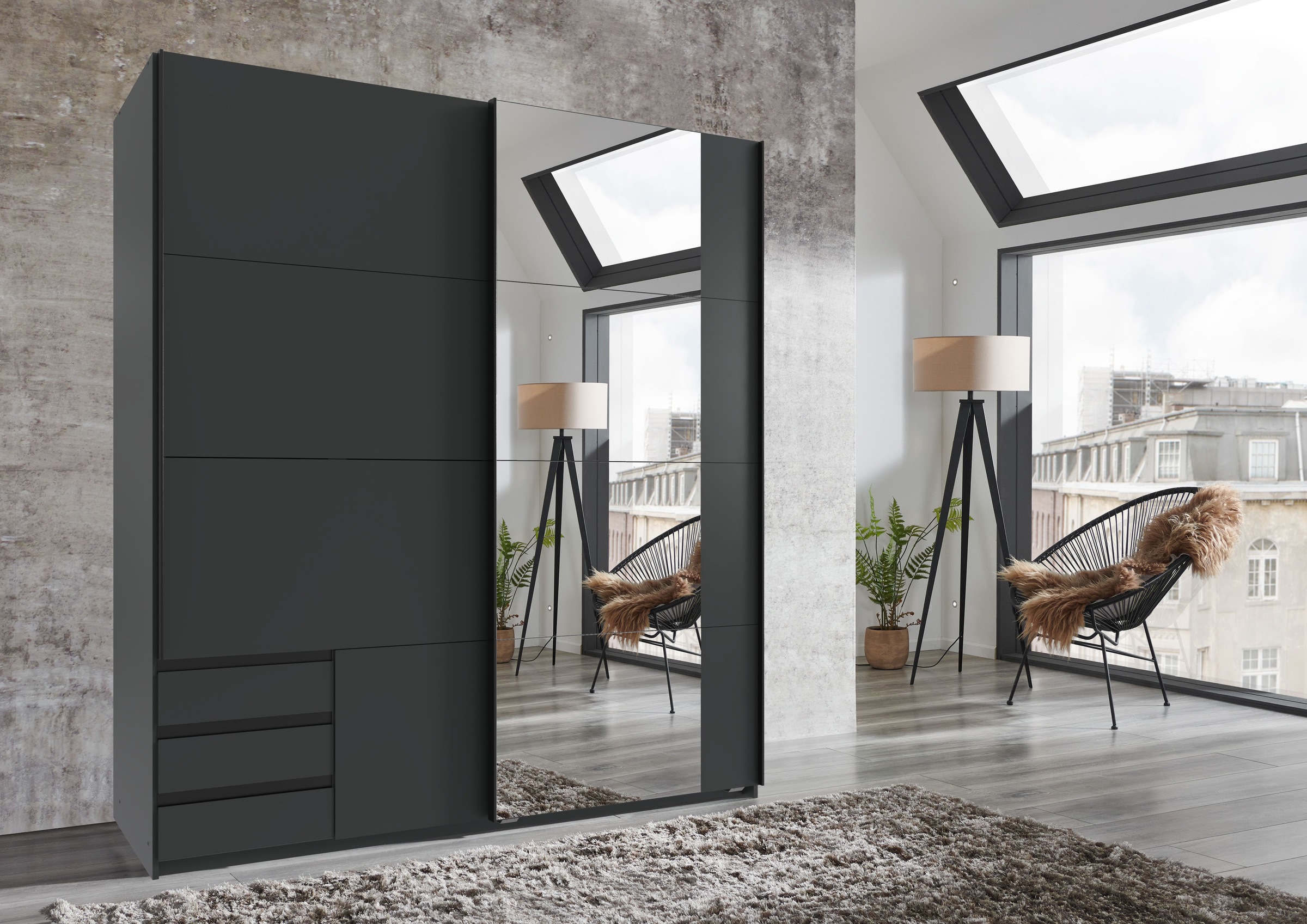 Wimex Schwebetürenschrank "Emden moderner Kleiderschrank mit Spiegel und Sc günstig online kaufen