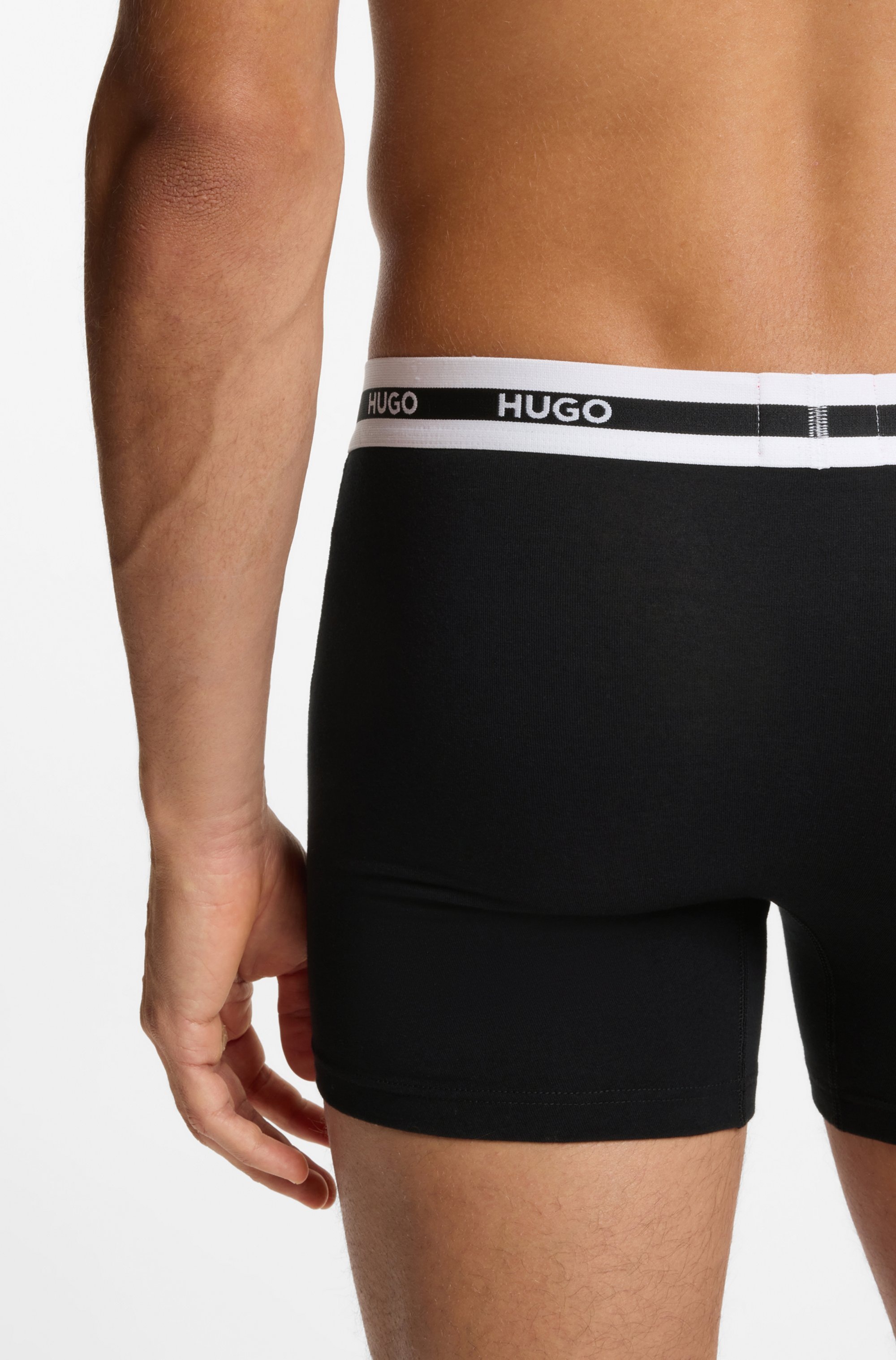 HUGO Underwear Trunk »BOXERBR TRIPL PLANET« kontrastfarbener Bund mit Logo