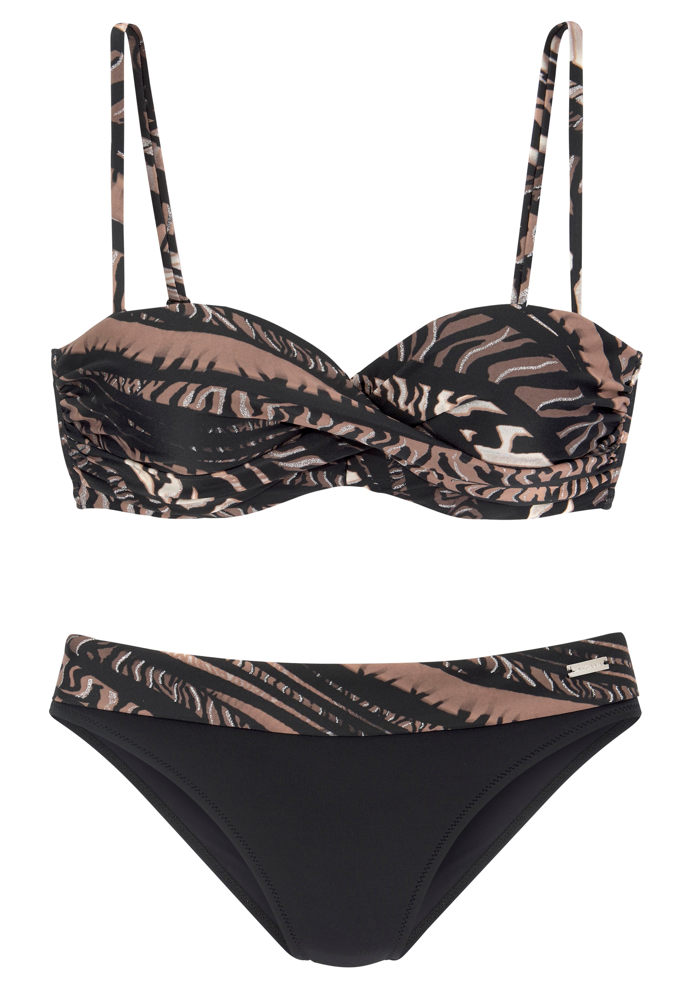 LASCANA Bügel-Bandeau-Bikini, mit Animalprint